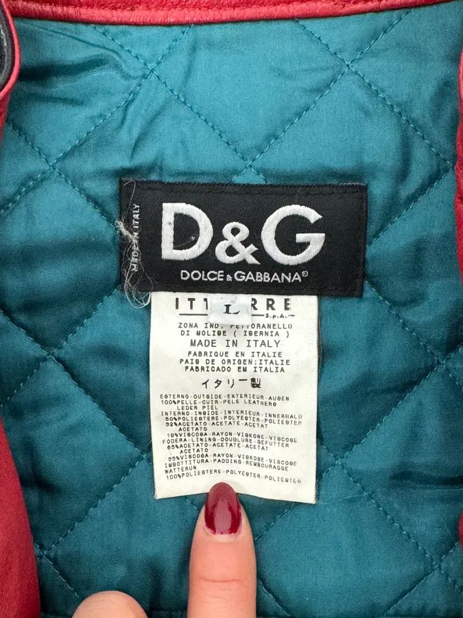 2000s Dolce & Gabbana Blue & Black Racing Biker Leather Jacket