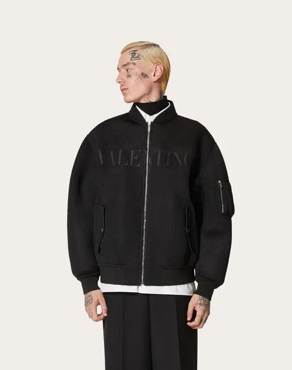 Valentino o1y0525 Logo Bomber Jacket in Black Size US L / EU 52-54 / 3 - 2 Thumbnail