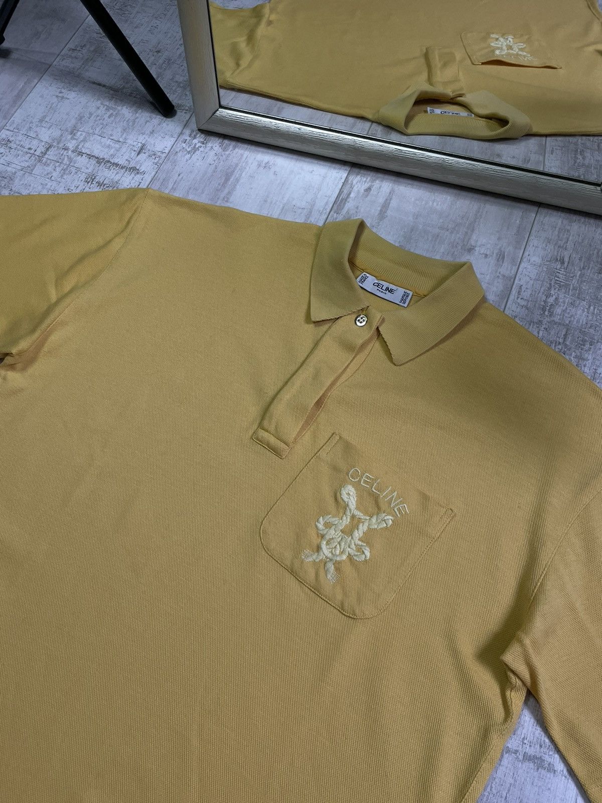 Celine Vintage Celine Yellow Polo T-Shirt Pocket Logo Size US M / EU 48-50 / 2 - 4 Thumbnail
