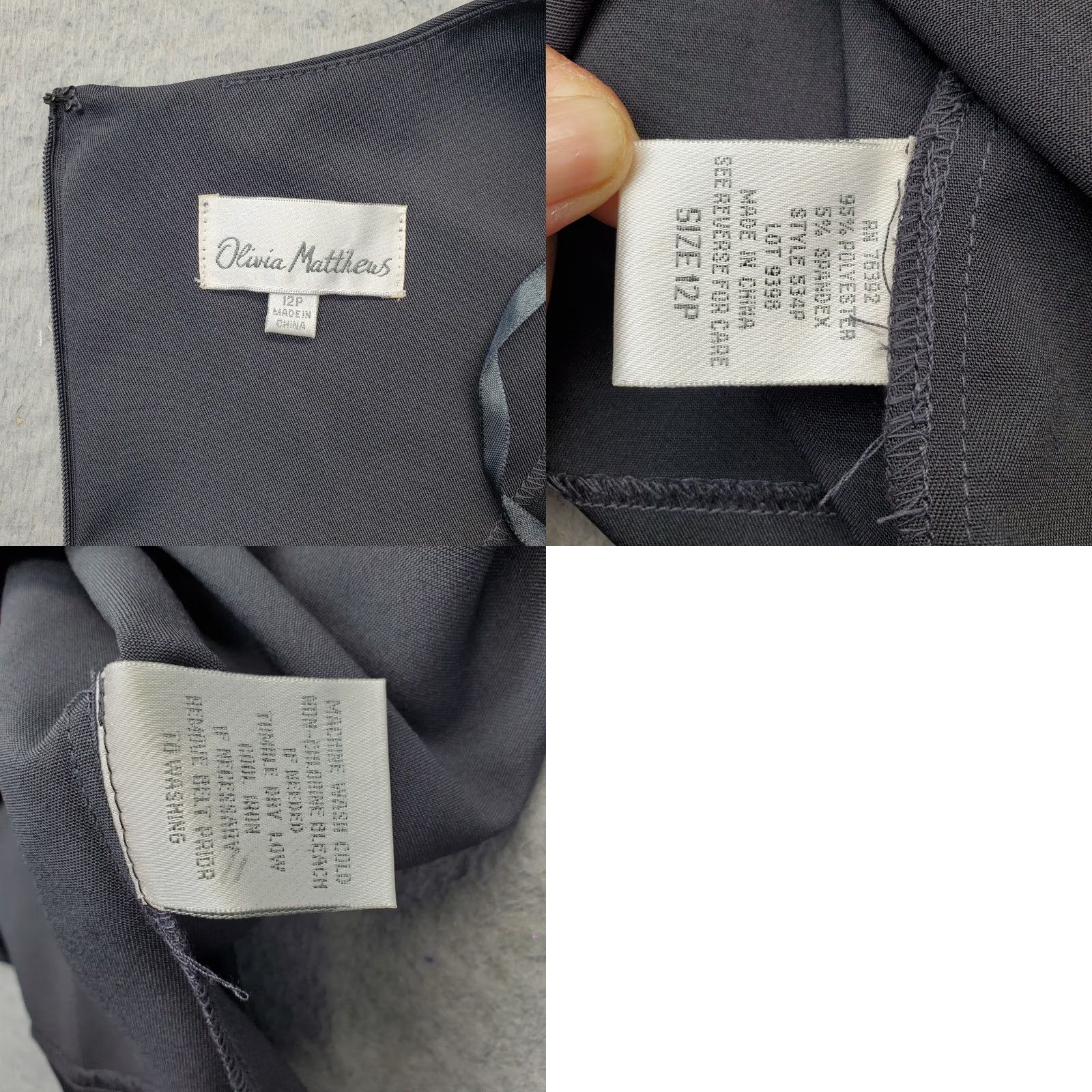 Vintage Olivia Matthews Formal Dress Women's 12P Gray Cap Sleeve Belted Waist Back Zip Dress: Women Size 12P: Gray Cap Sleeve Belted Waist Back Zip NWT Size XL / US 12-14 / IT 48-50 - 8 Thumbnail