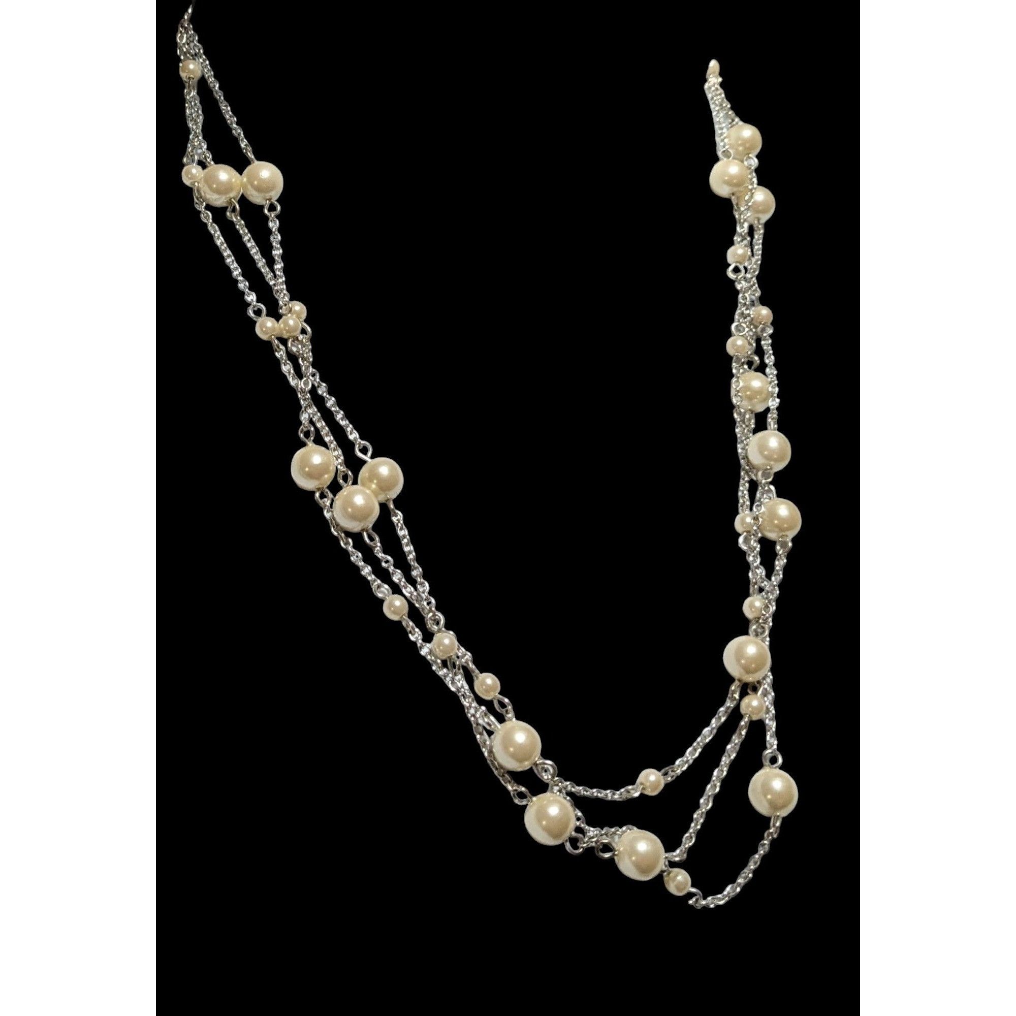 Chaps Chaps Multilayer Chain Pearl Necklace Size ONE SIZE - 8 Thumbnail