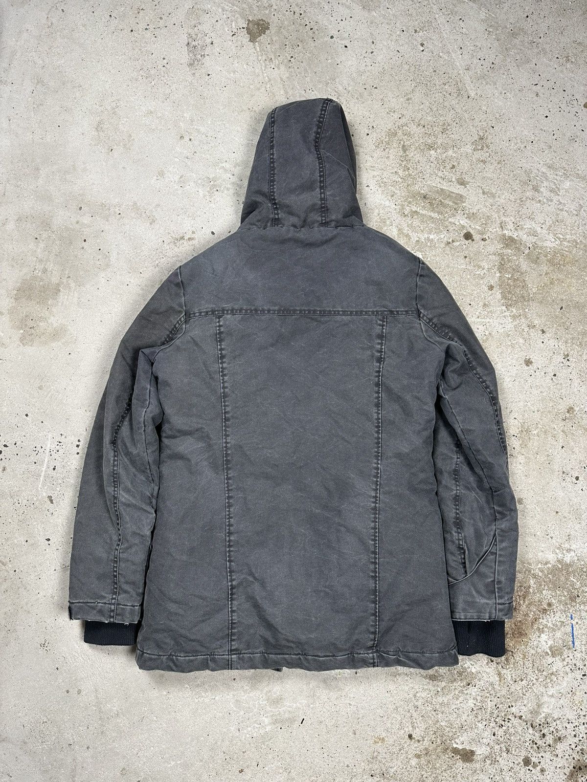 If Six Was Nine × Japanese Brand × Le Grande Bleu (L.G.B.) Vintage Y2K Washed Grey Asymmetrical Zip Hooded Jacket Size US S / EU 44-46 / 1 - 2 Thumbnail