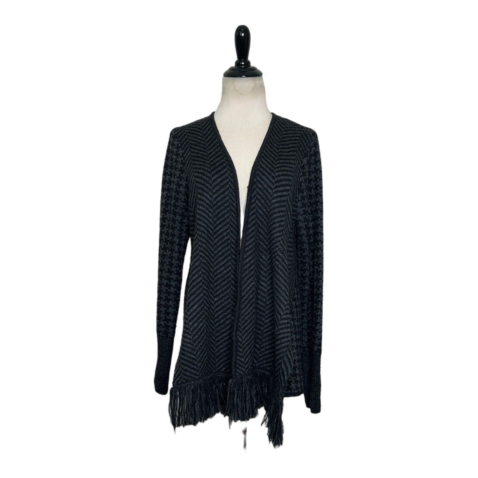THAKOON Thakoon herringbone knit fringe cardigan sweater size Large Size L / US 10 / IT 46 - 8 Thumbnail