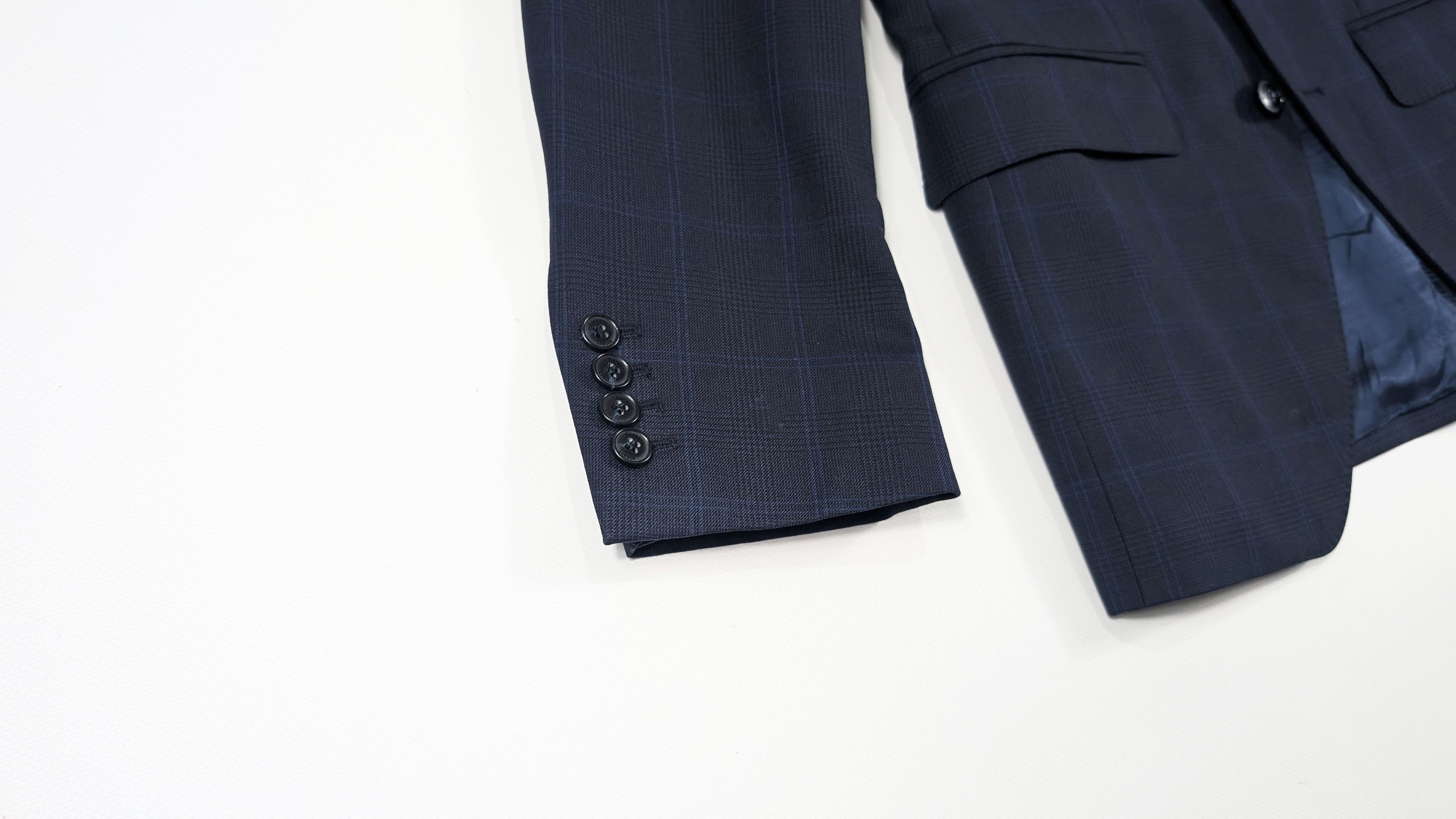 Hackett Hackett Tonal Pow Check Navy Blue Wool Suit Jacket Blazer Size 36R - 4 Thumbnail