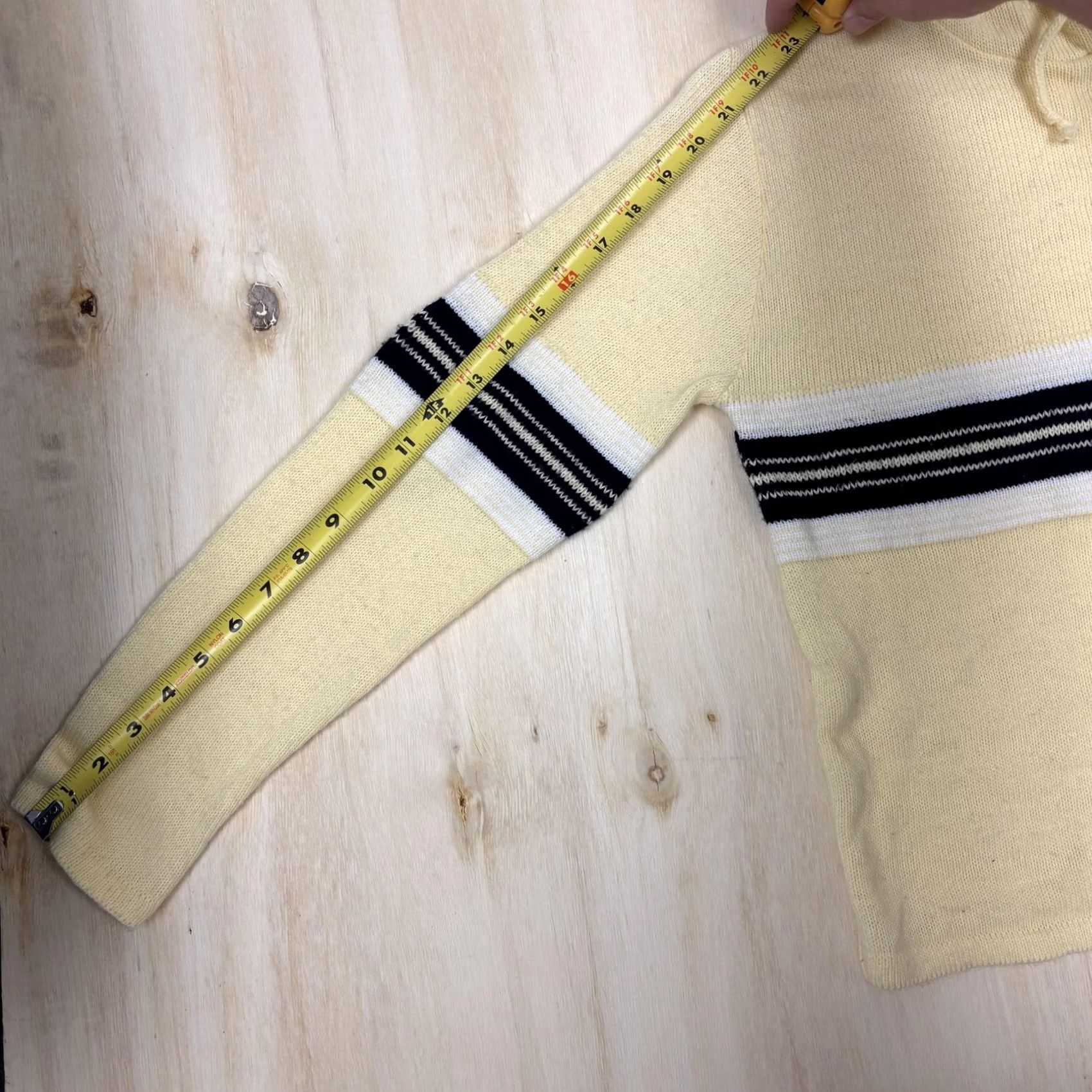 Vintage VINTAGE IN CHARGE Sweater Women Small Yellow Hooded Striped Knit Long Sleeve 90s Size S / US 4 / IT 40 - 6 Thumbnail