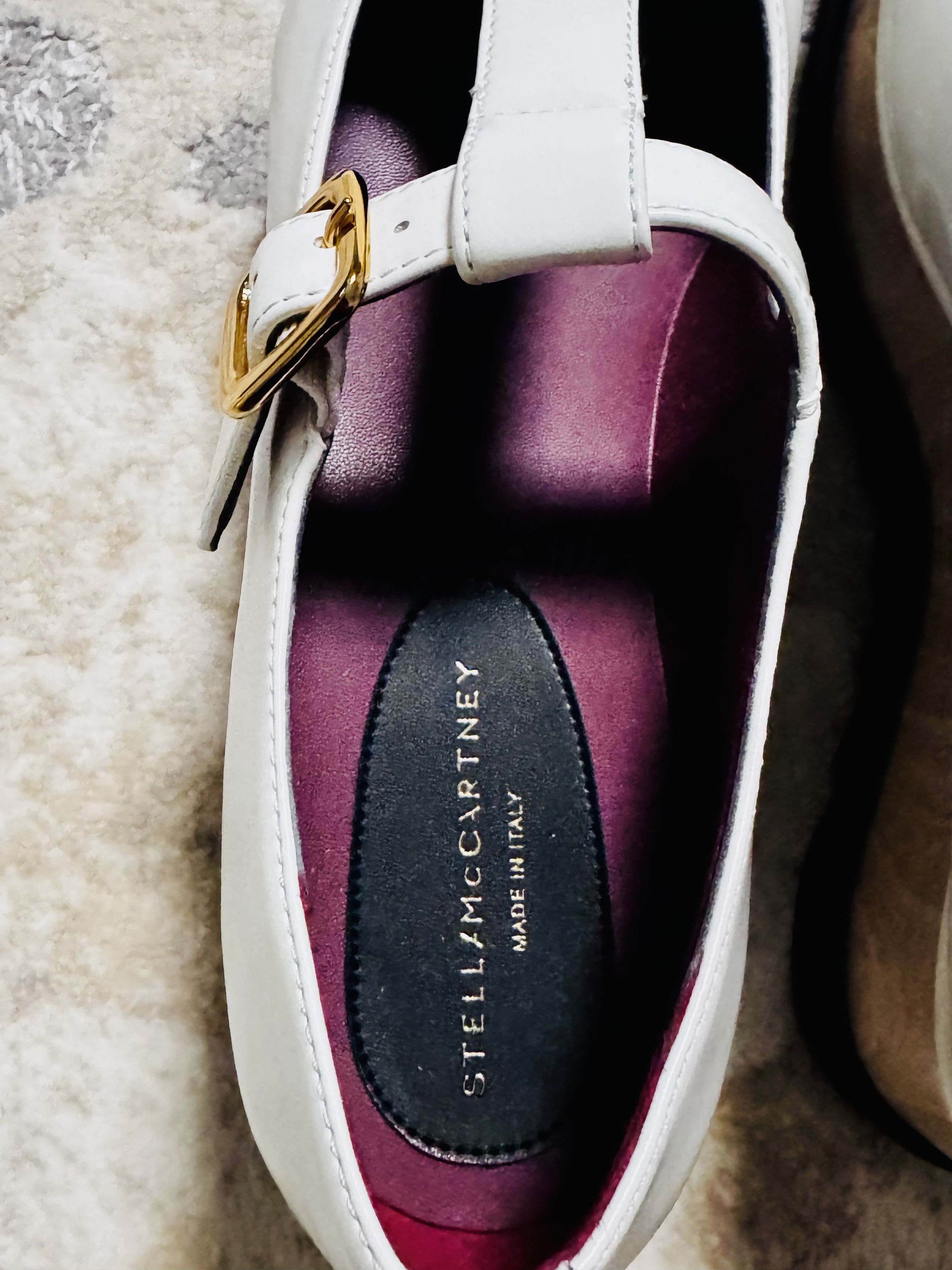 Stella McCartney Stella McCartney White Mary Jane Flats with Gold Buckles Size US 9 / IT 39 - 4 Thumbnail