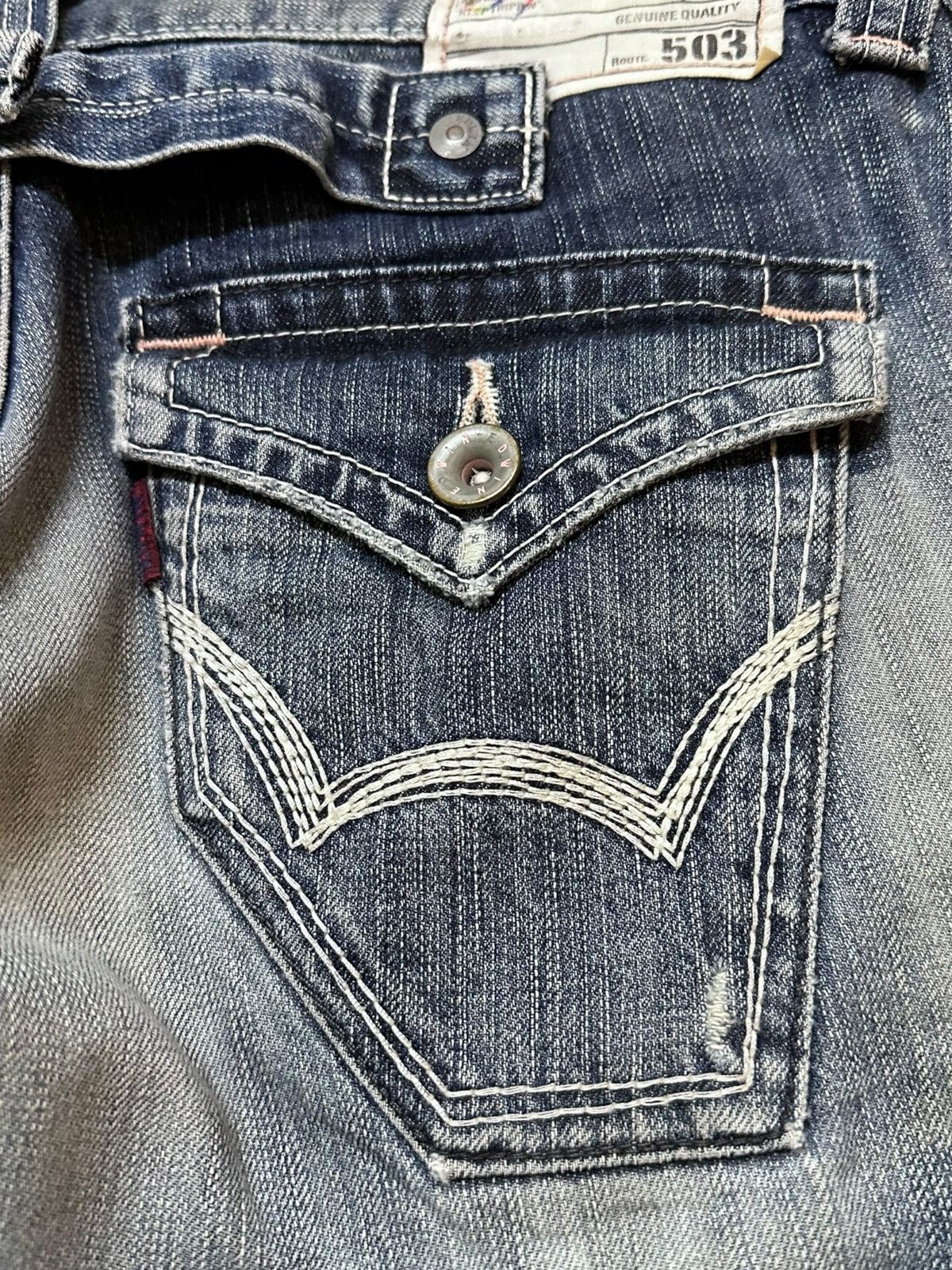 Edwin Vintage Edwin 503 BlueTrip Special Flare Grunge Denim Size US 31 - 8 Thumbnail