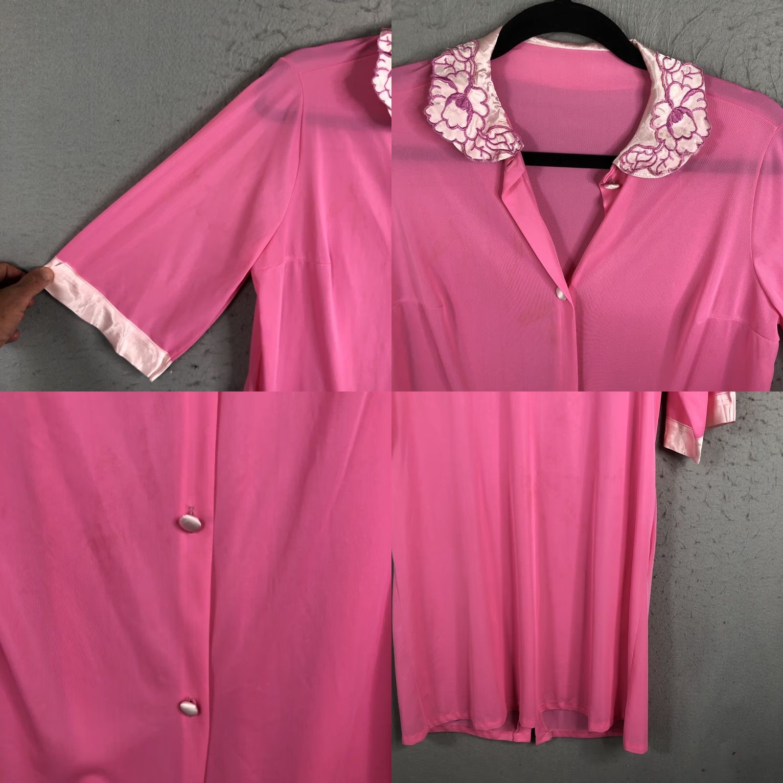 Vintage VINTAGE Snowdon Robe Women’s S Hot Pink Sheer Kimono 1960s Retro Berry Lightweight Short Sleeve Size ONE SIZE - 9 Thumbnail