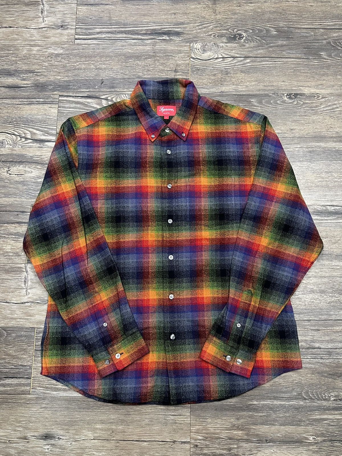 Supreme Supreme Rainbow Button Up Flannel | Grailed