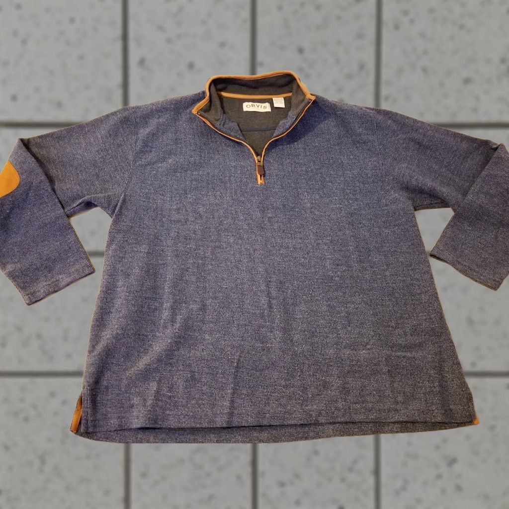Orvis Orvis Mens Quarter Zip Sweater XL Blue Cotton Pullover Size US XL / EU 56 / 4 - 1 Thumbnail