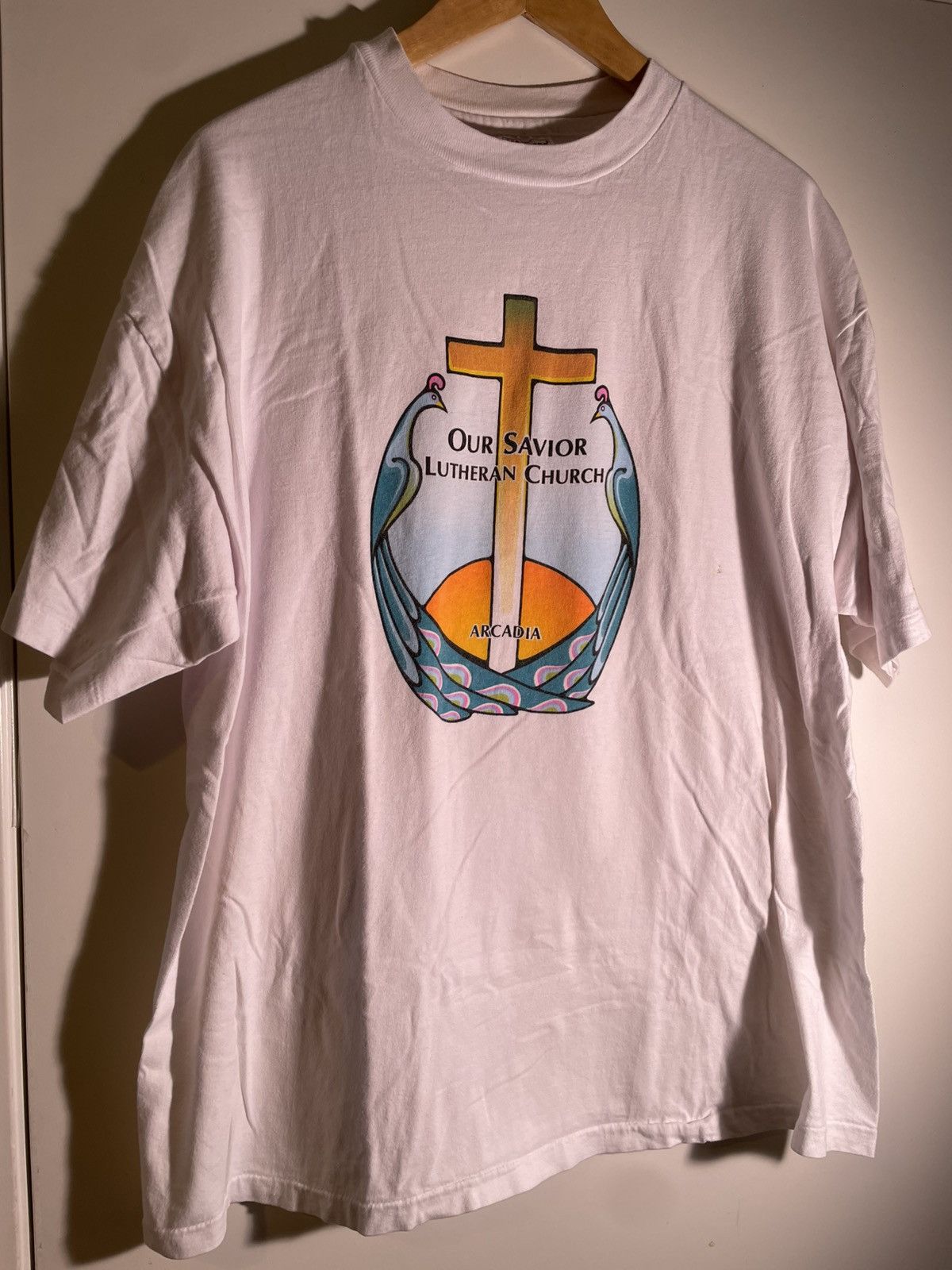Vintage 90’s 2000’s Y2K VTG Vintage Arcadia Our Savior Jesus T Shirt Size US XL / EU 56 / 4 - 1 Thumbnail