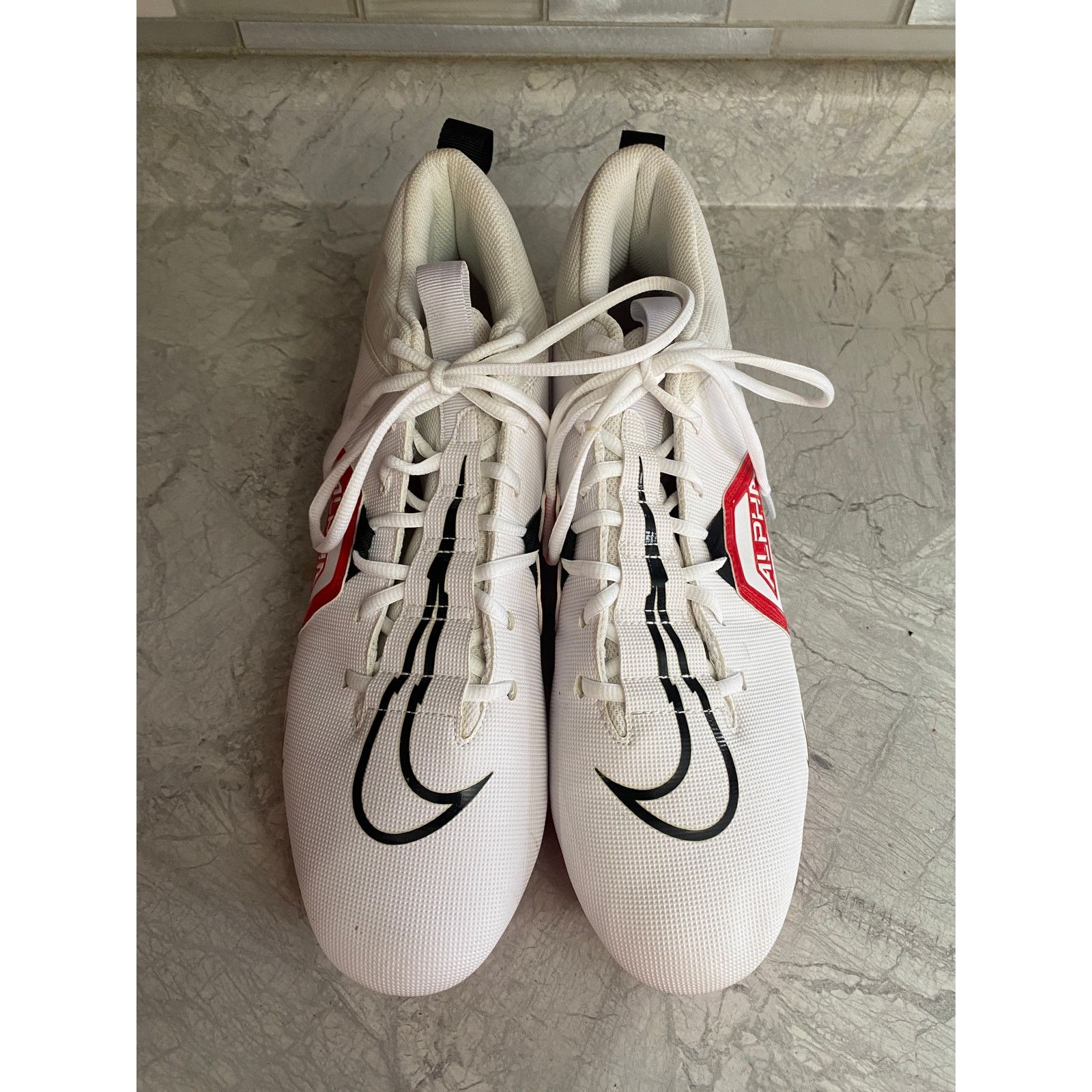 Nike Nike Alpha White, Black, and Red Football Cleats Size 13 Size US 13 / EU 46 - 2 Thumbnail