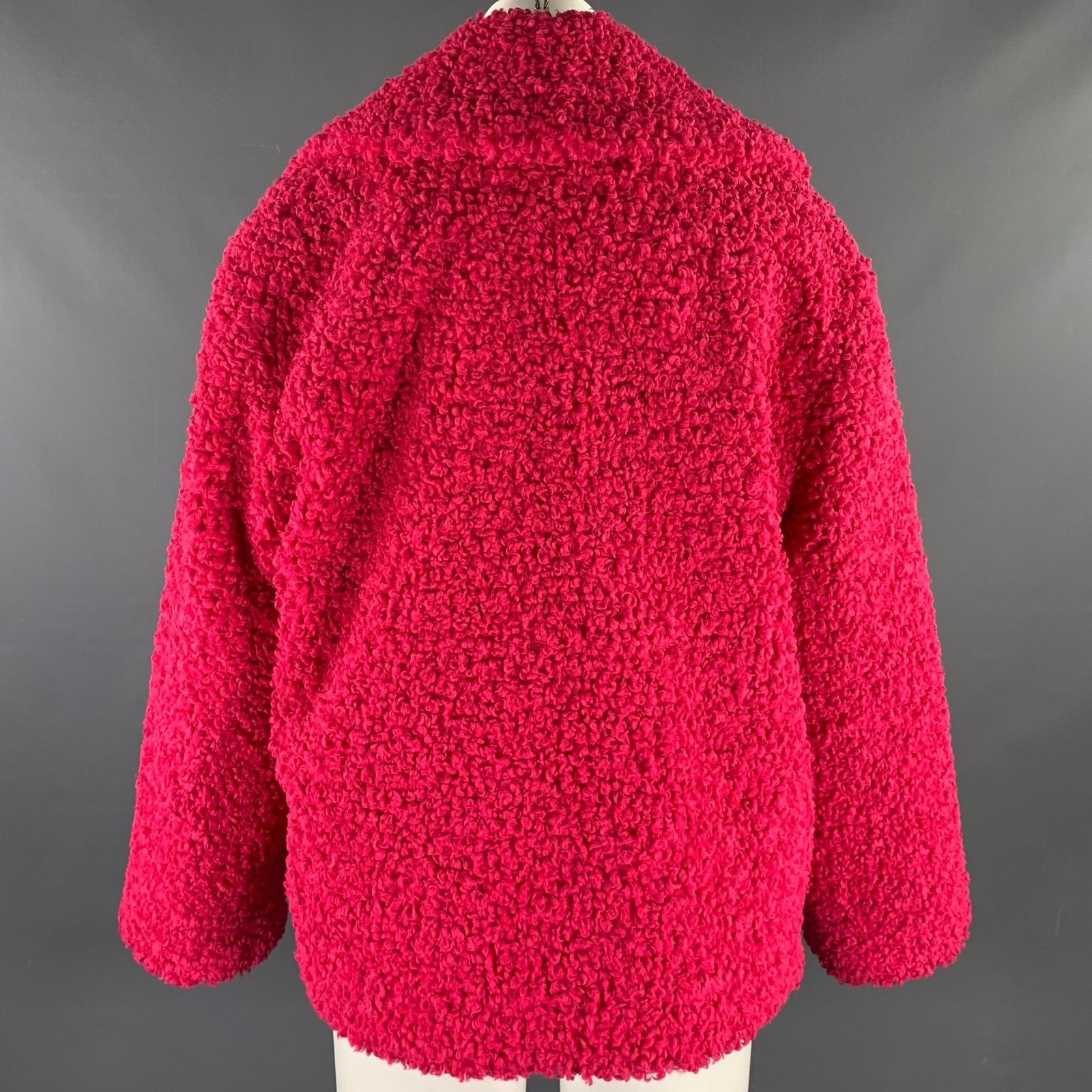Alice + Olivia ALICE + OLIVIA M Pink Polyester Textured Faux Fur Jacket Size M / US 6-8 / IT 42-44 - 4 Thumbnail