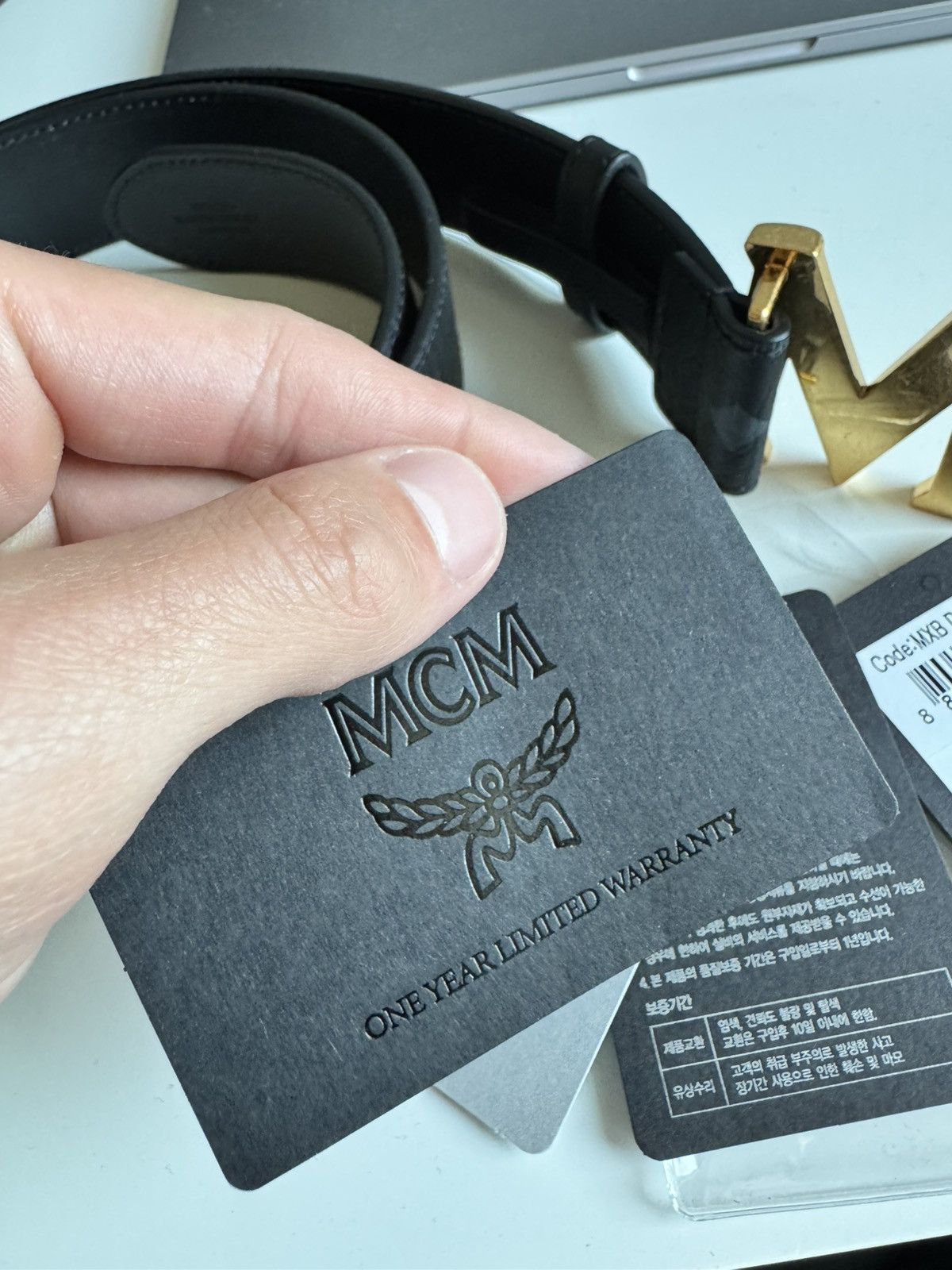 MCM MCM Leather Belt -Black/Gold Size 44 - 12 Thumbnail