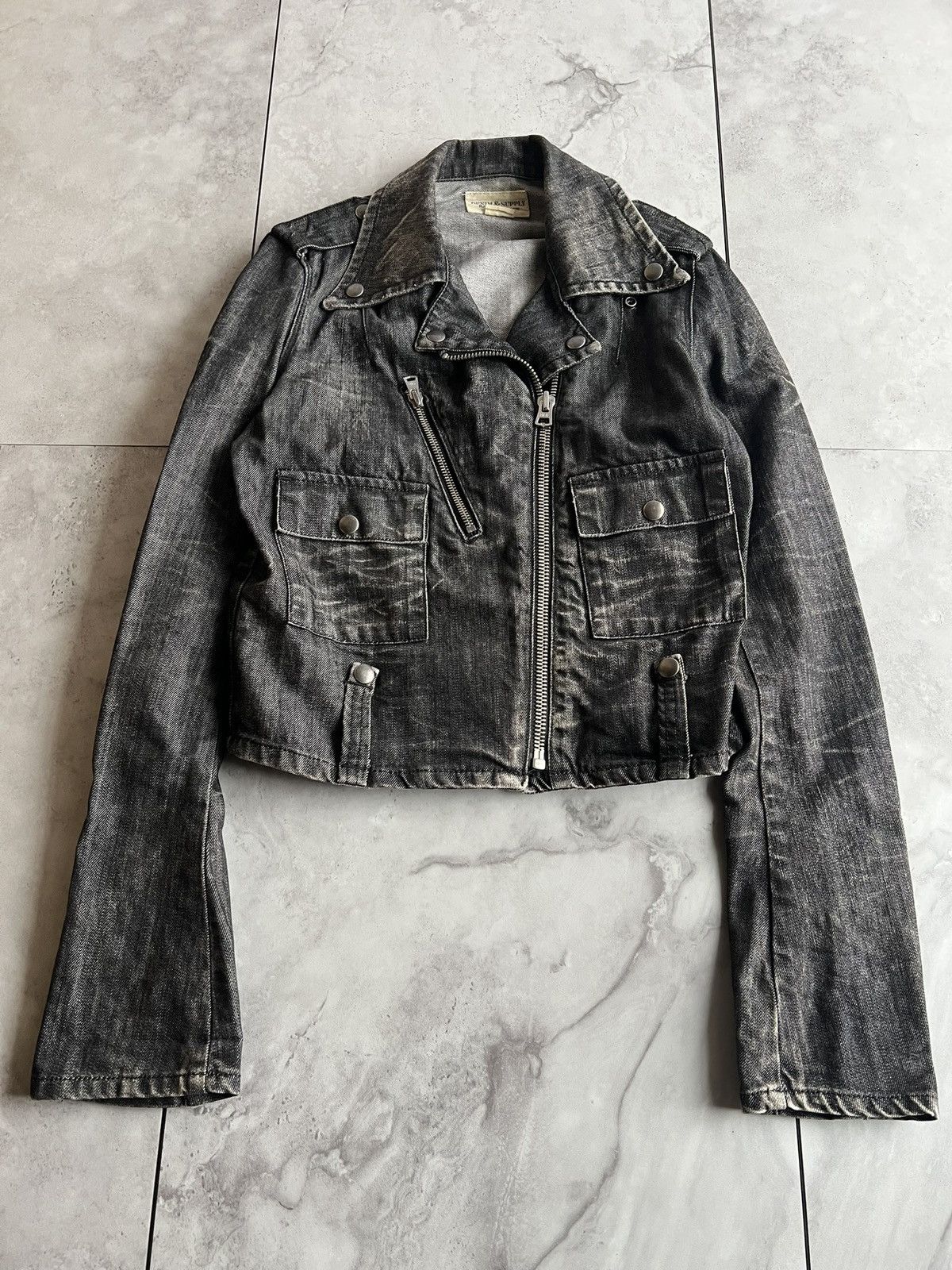 Ralph Lauren Ralph Lauren Denim & Supply Grey Denim Military Rider Jacket Size US S / EU 44-46 / 1 - 1 Thumbnail