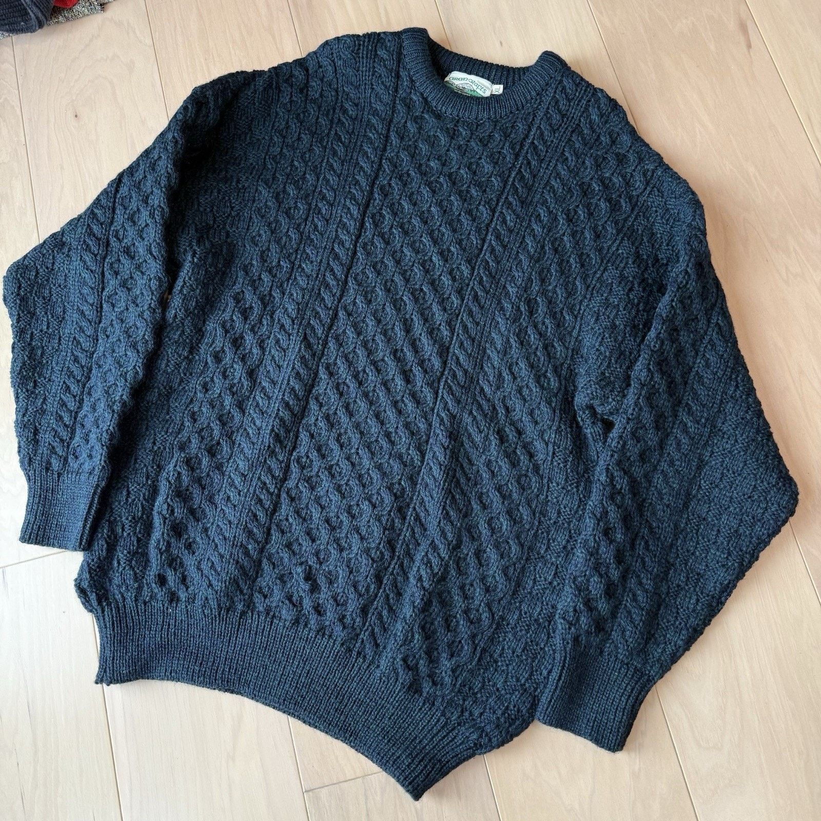 Aran Crafts × Vintage Aran Crafts Cable Knit Sweater Green Wool Ireland Fisherman Size US XL / EU 56 / 4 - 9 Thumbnail