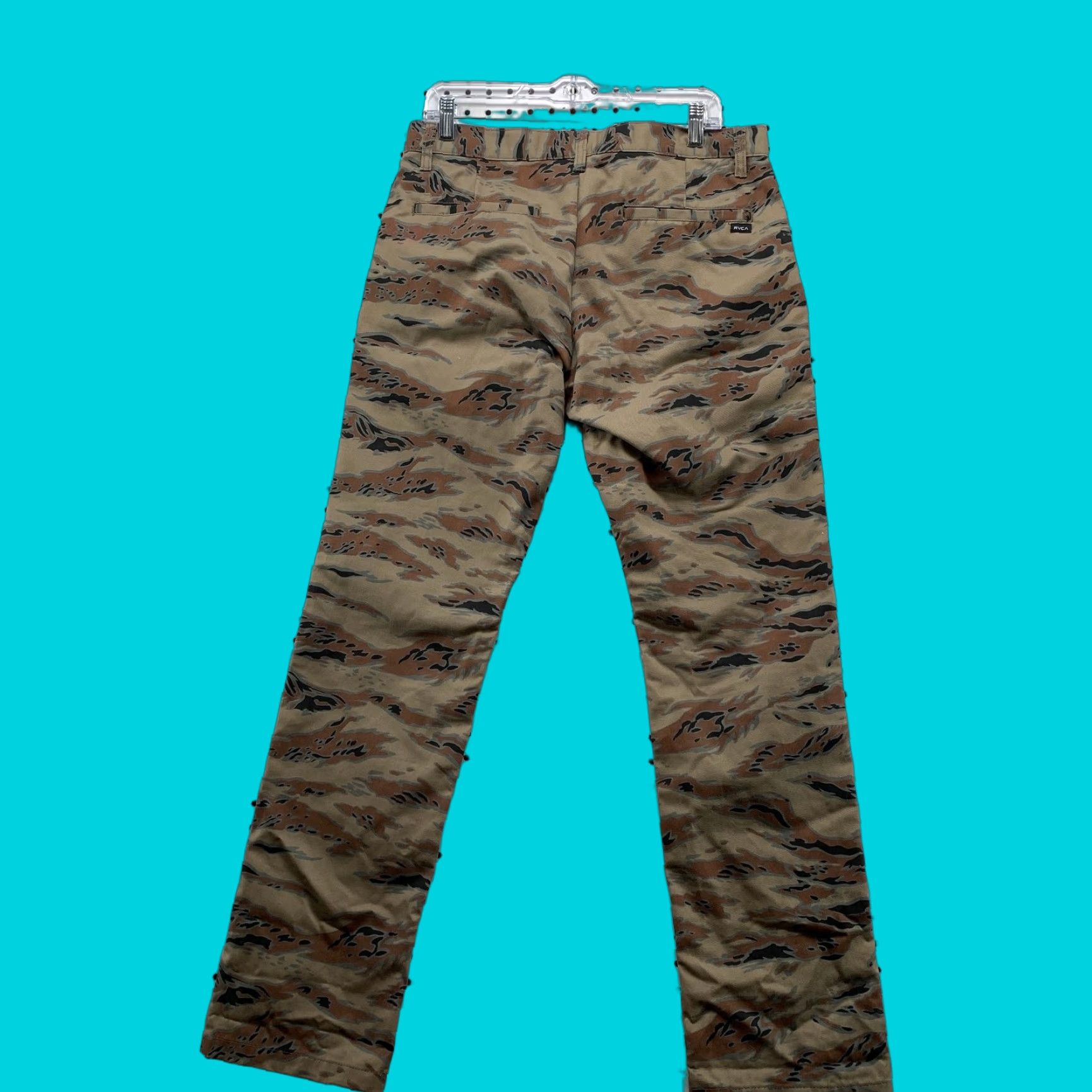 RVCA Mens 32 Camouflage Camo Pants Straight Fit Nature Brown Camouflage