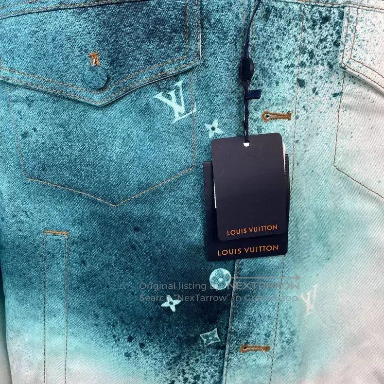 Louis Vuitton Louis Vuitton SS23 Broken Ice Blue Inkjet White Denim Jack Size US M / EU 48-50 / 2 - 3 Thumbnail