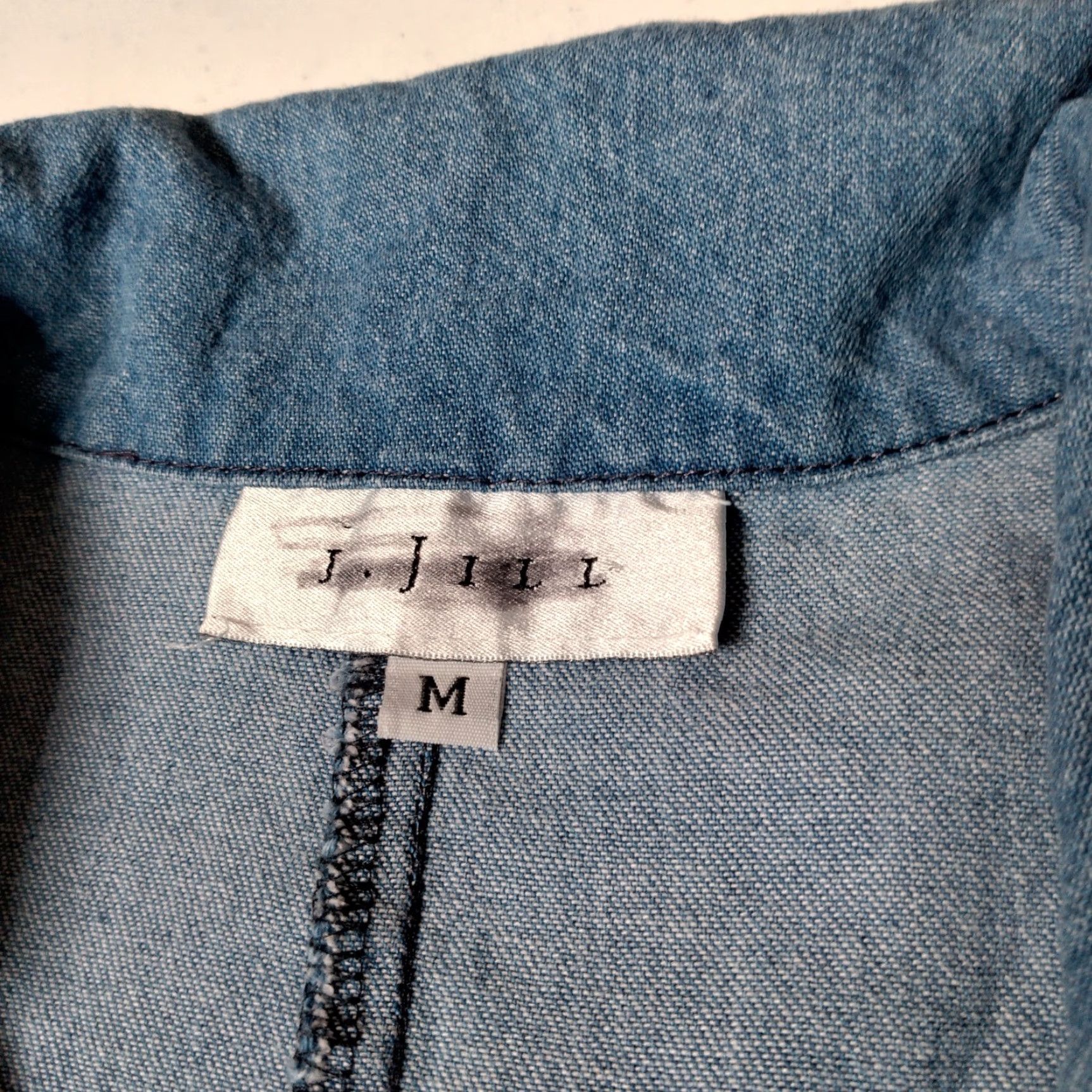 J. Jill VINTAGE J Jill Shirt Women M Blue Chambray Long Sleeve Collared V-Neck Classic USA Size M / US 6-8 / IT 42-44 - 5 Thumbnail