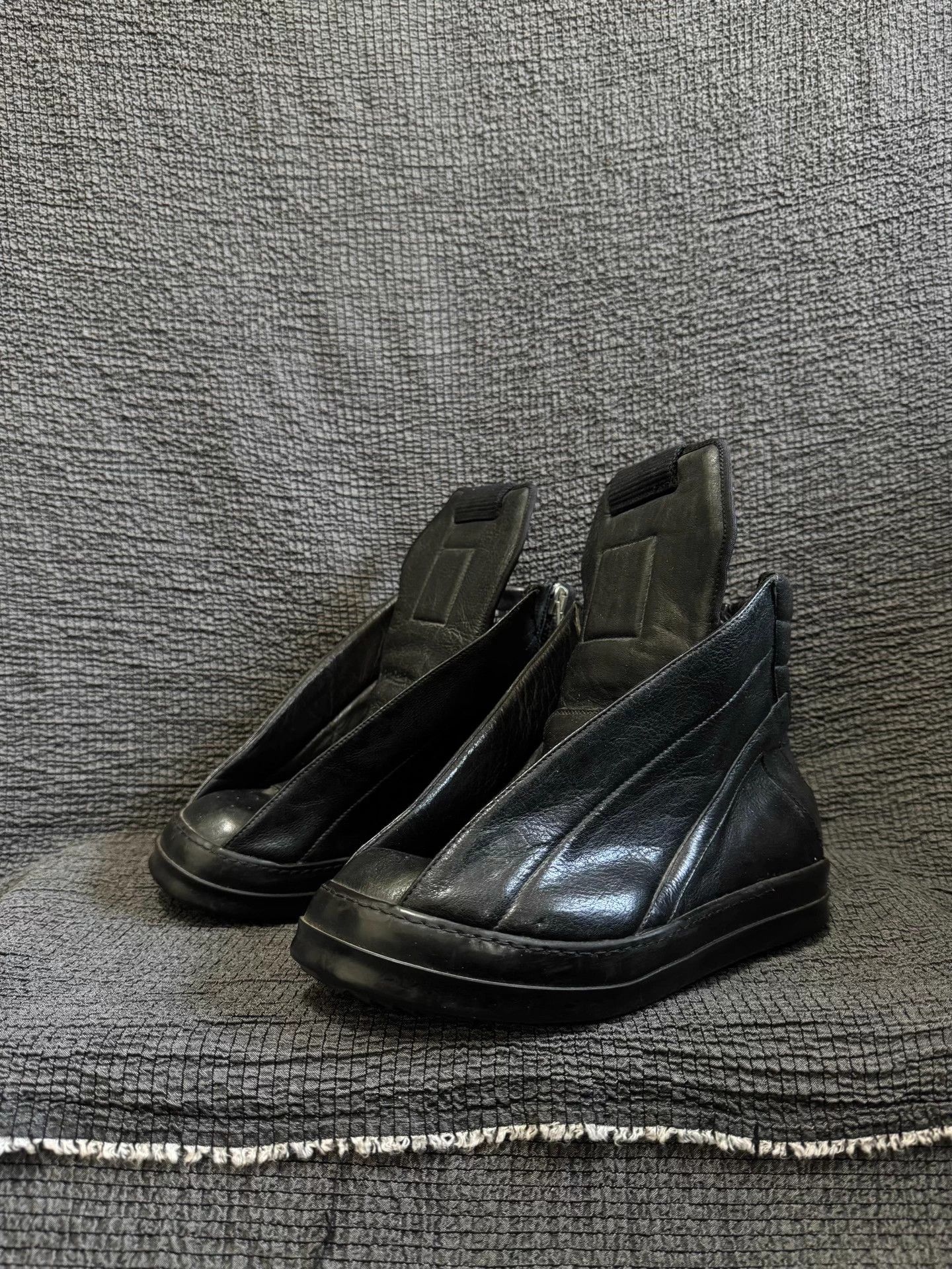 Rick Owens Rick Owens Black Leather Open-Top High-Top Men's Shoes Size US 6.5 / EU 39-40 - 9 Thumbnail