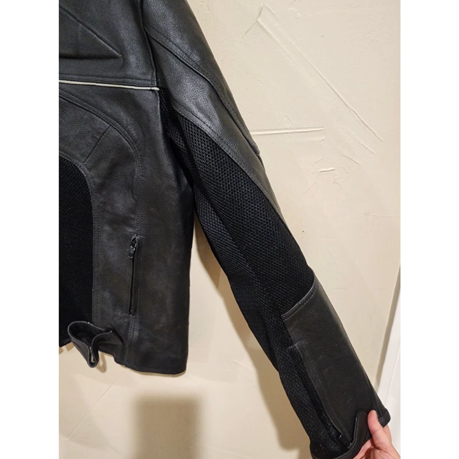 Vintage Echtes Leder Futter Jacket Black Leather Motorcycle Built In Pads Biker Size US M / EU 48-50 / 2 - 3 Thumbnail