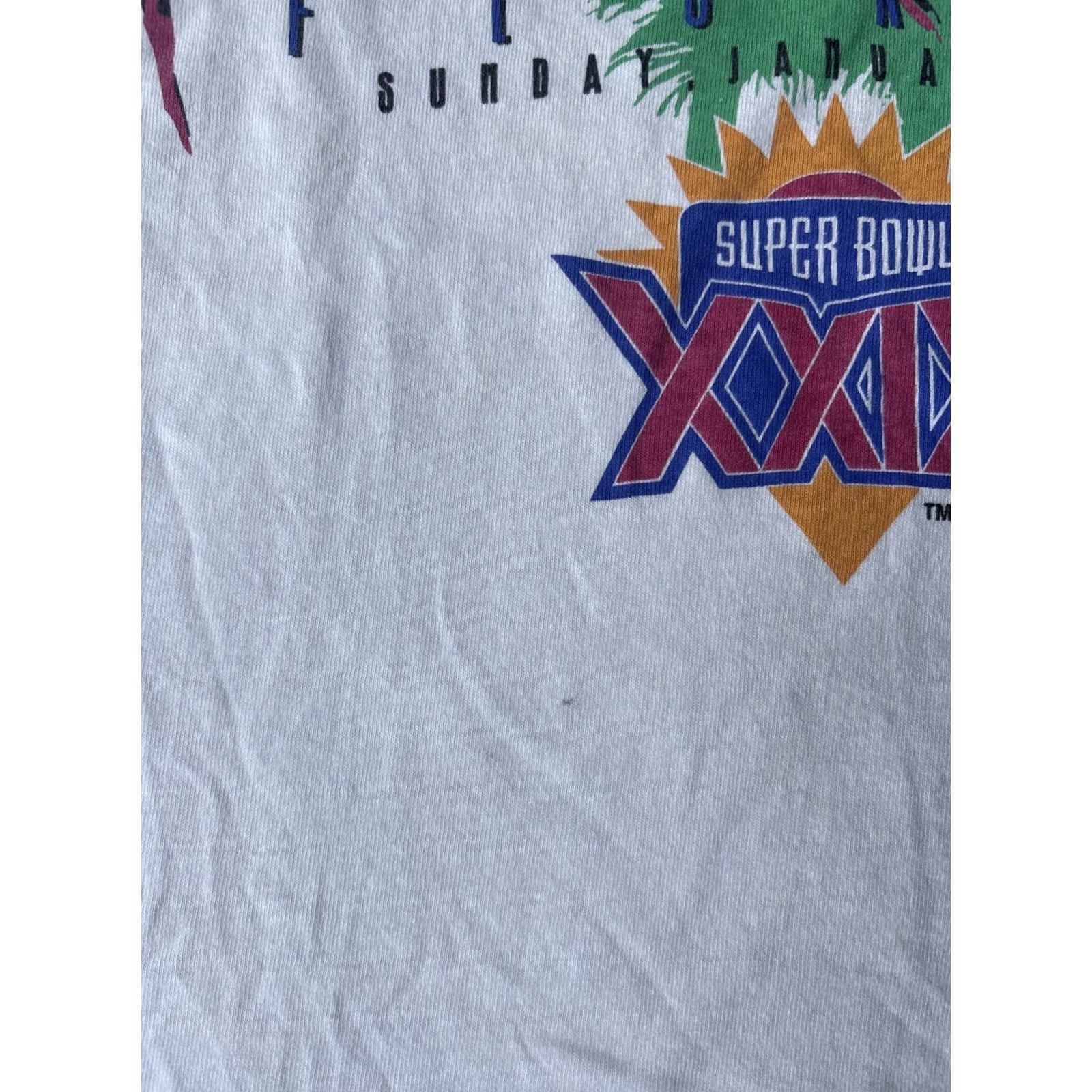 Hanes VINTAGE 1995 Super Bowl Miami T-Shirt XL Single Stitch USA Hanes Crew Neck Short Sleeve Men White Cotton USA Theme Size US XL / EU 56 / 4 - 5 Thumbnail