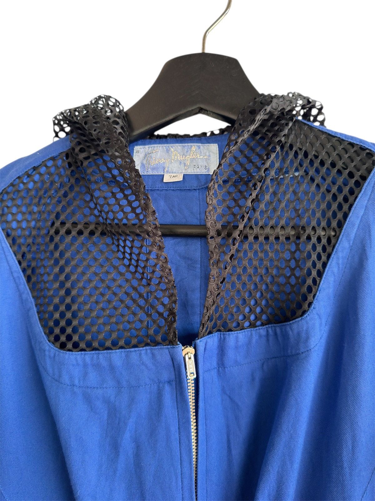 Thierry Mugler Vintage Thierry Mugler Punk Gothic Blue Dress with Mesh Hood Size M / US 6-8 / IT 42-44 - 3 Thumbnail