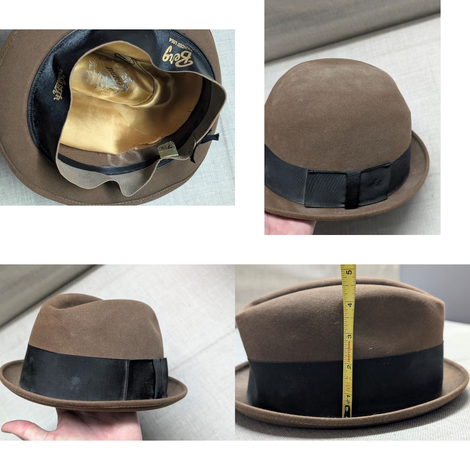 Vintage VINTAGE Berg fur felted beaver blend Fedora hat 7-1/8 brown Mens adult 1950s 57cm costume style Size ONE SIZE - 9 Thumbnail