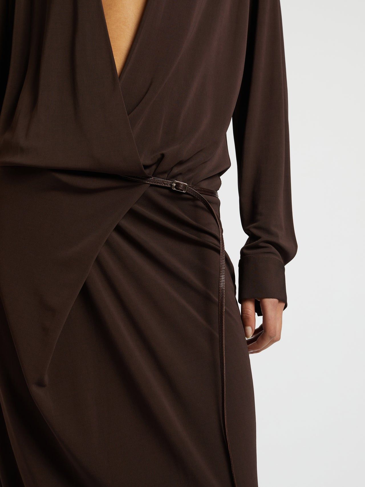 Christopher Esber o1mle1224 Framed Buckled Warp Shirt Dress in Cacao Size M / US 6-8 / IT 42-44 - 6 Thumbnail