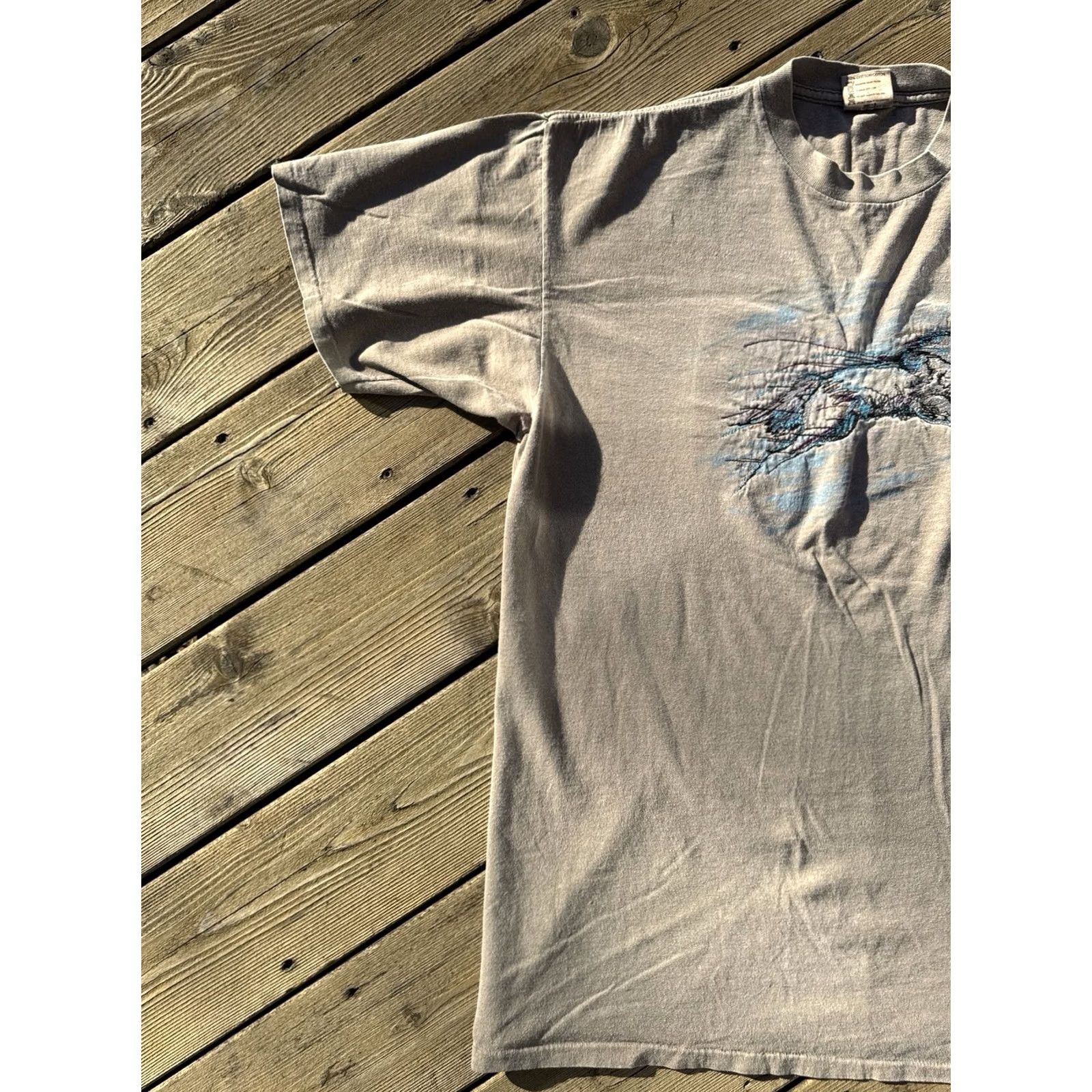 Vintage VINTAGE 90s Wolf Embroidered T Shirt Oneita Single Stitch USA Made XL Brown Size US XL / EU 56 / 4 - 3 Thumbnail