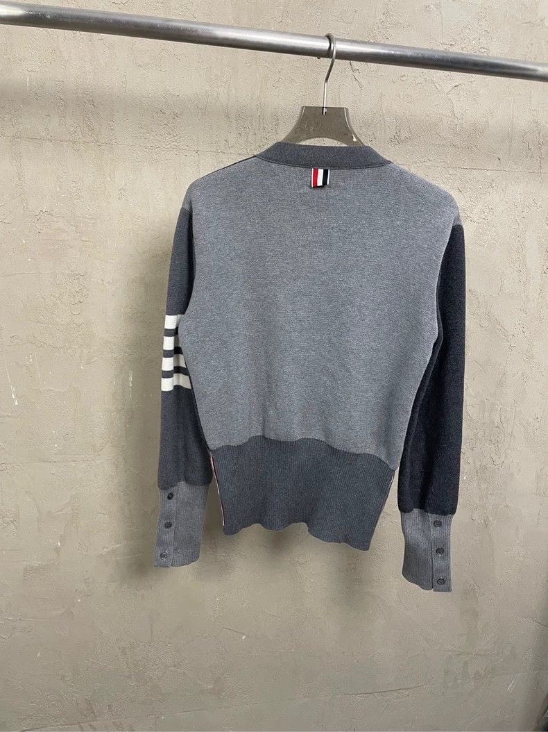 Thom Browne Thom Browne Gray color block four-striped knitted cardigan Size S / US 4 / IT 40 - 2 Thumbnail