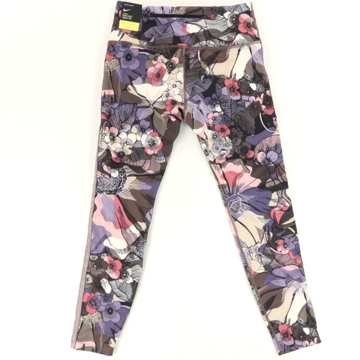 Nike Nike Women's Leggings M Floral Multi-Colored Stretch Fast Running High Elastic Woven Pants Size 32" / US 10 / IT 46 - 4 Thumbnail