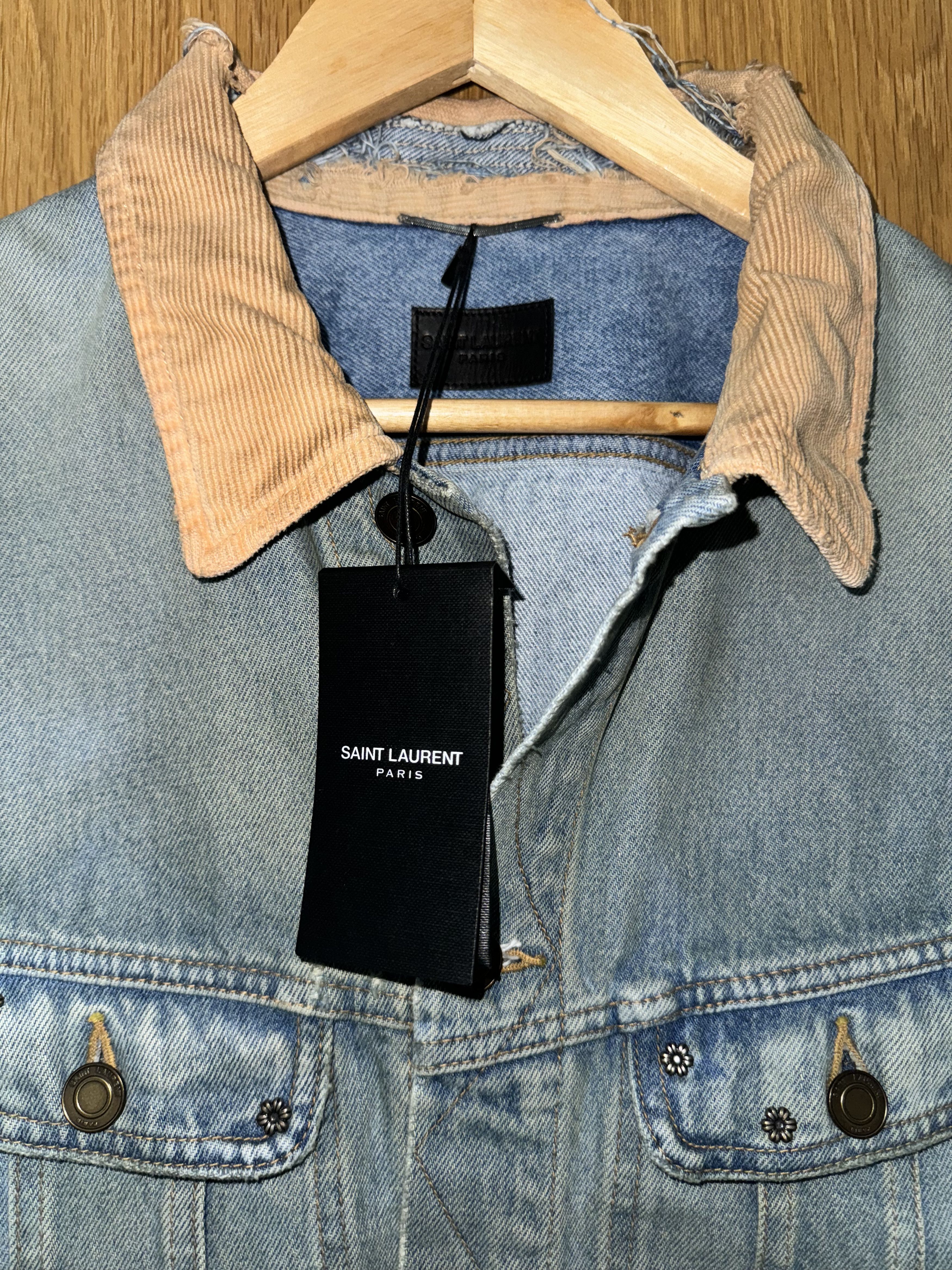 Saint Laurent Paris Short Sleeve Distressed Studded Denim Jacket Size US M / EU 48-50 / 2 - 4 Thumbnail