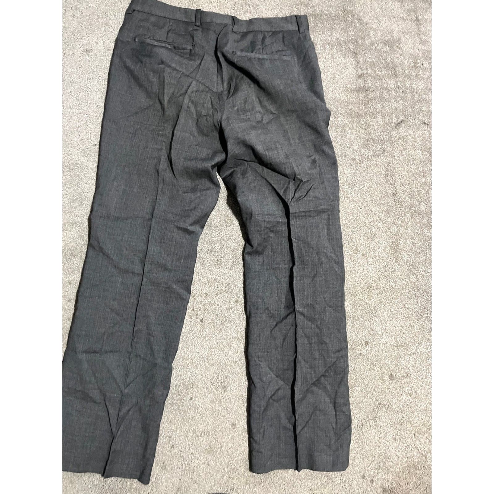 Express Express Design Studio Men's Gray Virgin Wool Dress Pants Solid Flat Front 34x32 Size US 34 / EU 50 - 3 Thumbnail