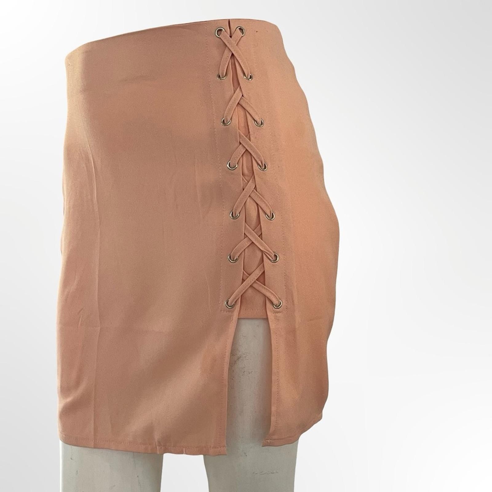 Other Missguided + Lace-Up Peach Mini Skirt Size 30" / US 8 / IT 44 - 2 Thumbnail