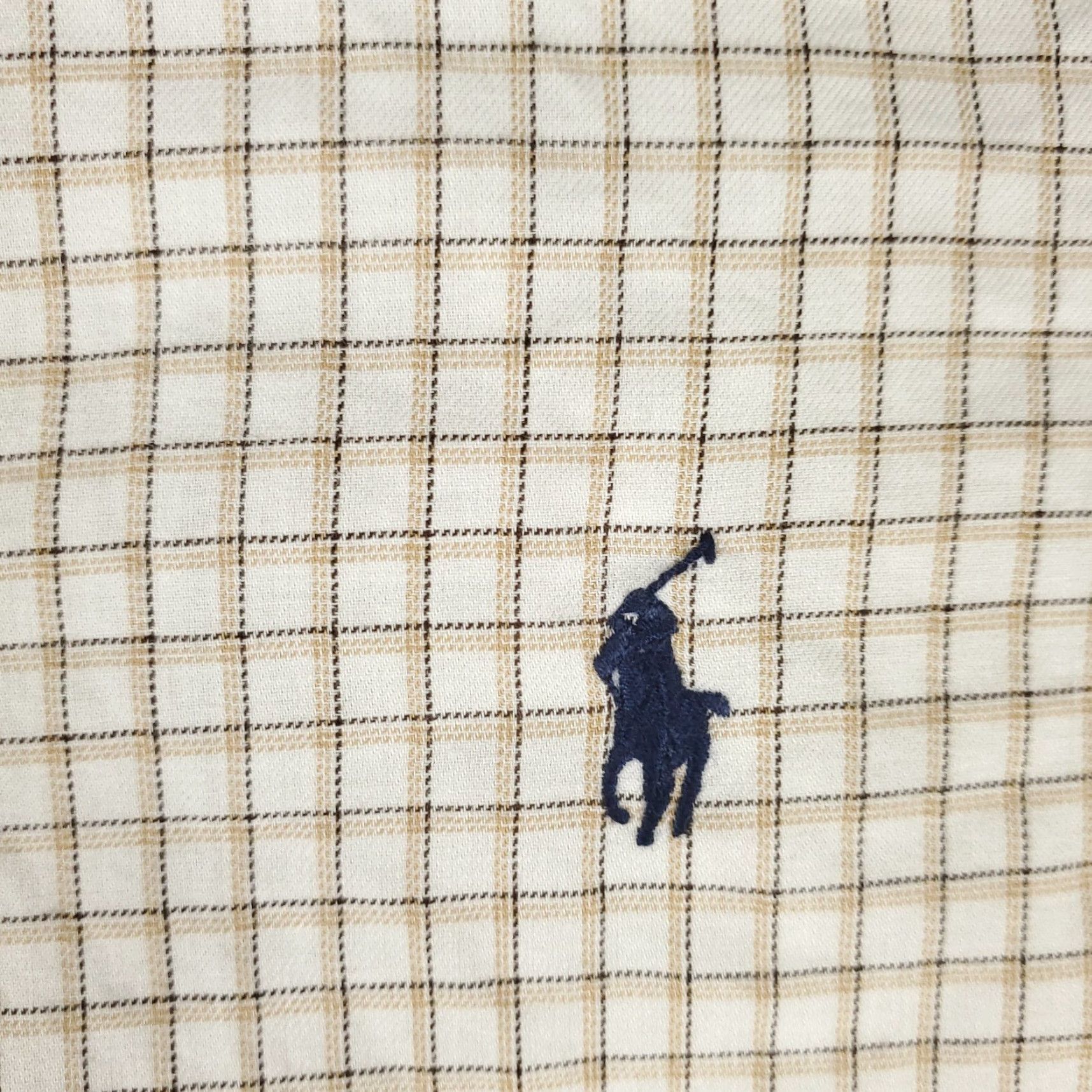 Ralph Lauren VINTAGE Ralph Lauren Dress Shirt Mens 16 Beige Check Long Sleeve Cotton Regular Fit Business Casual Formal Men Size 42R - 2 Thumbnail