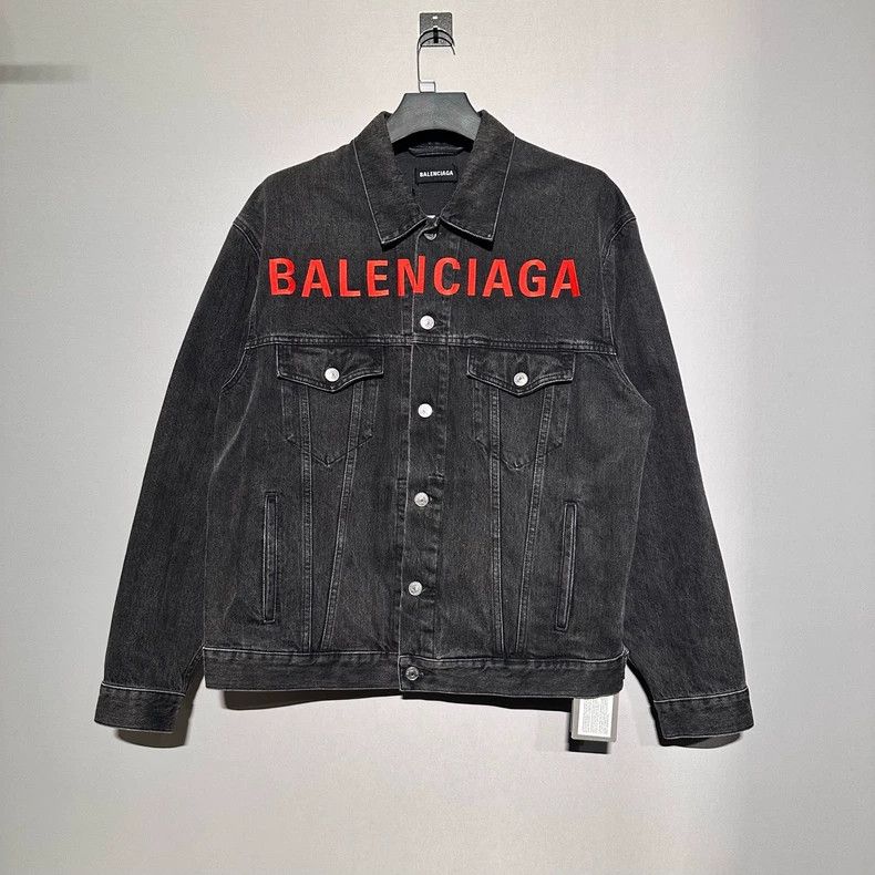 Balenciaga Balenciaga Black Chest Embroidered Logo Denim Jacket Size US S / EU 44-46 / 1 - 1 Thumbnail