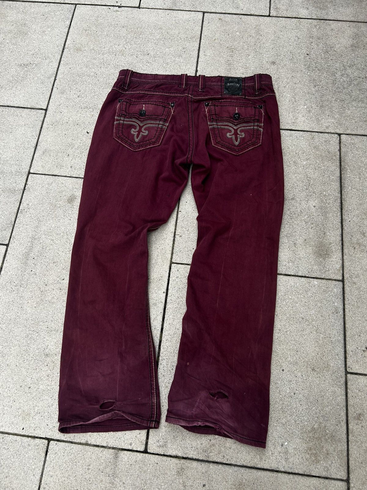 🎈Blood Red 2000’s Straight Jeans with Thick Stitching 🎈