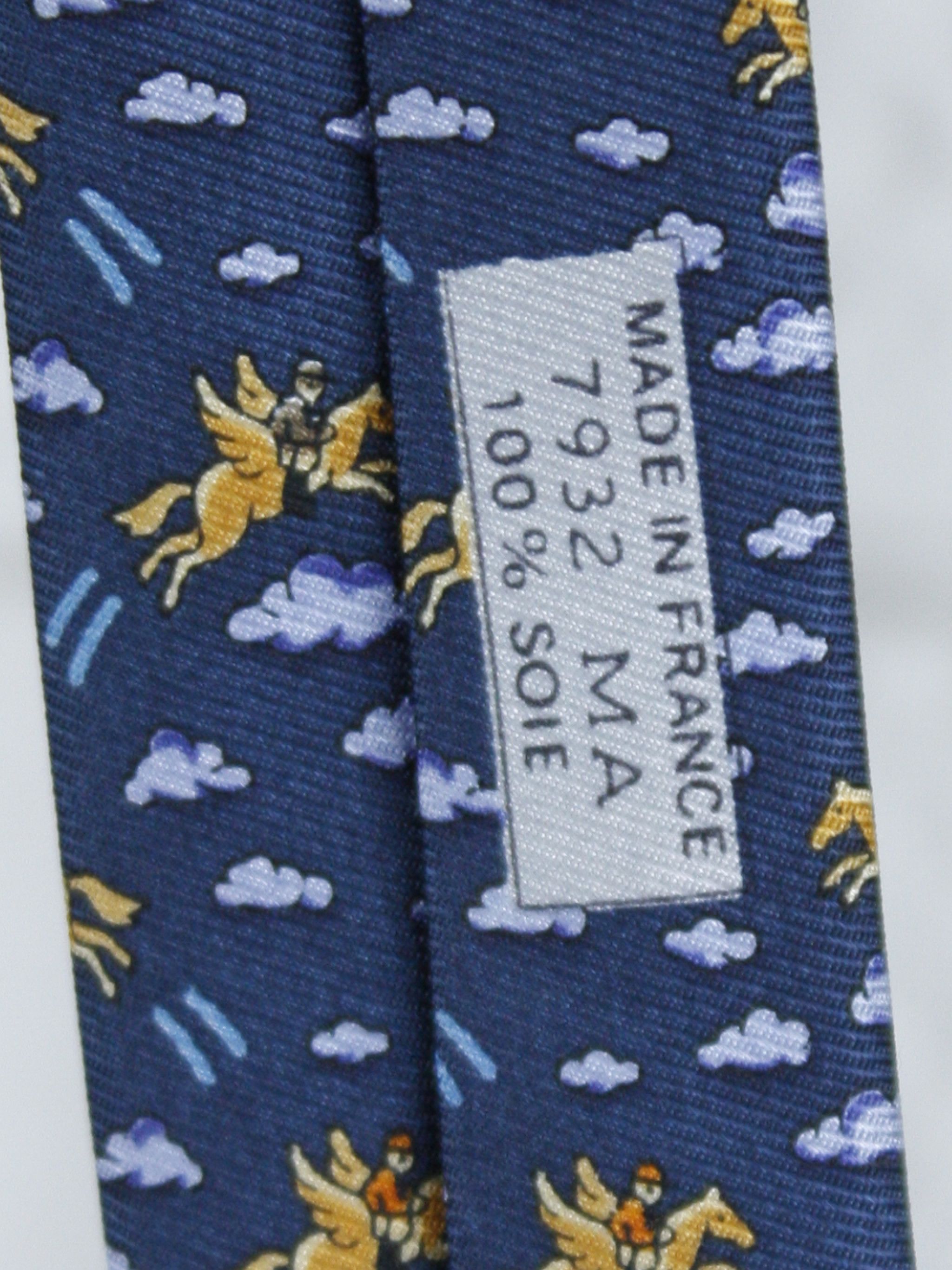 Hermes Hermes Paris Tie Flying Pegasus Horse Print Silk Size ONE SIZE - 4 Thumbnail