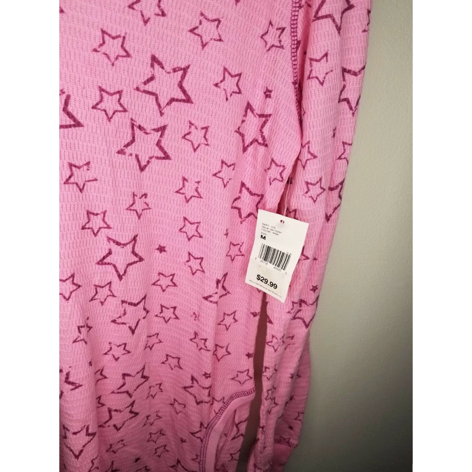 Pinko SOFT SENSATIONS NIGHTGOWN Hooded Pink Stars Womens Medium NWT Pockets Nightgown, Nightwear, Sleepwear, Womens Size M Size ONE SIZE - 2 Thumbnail