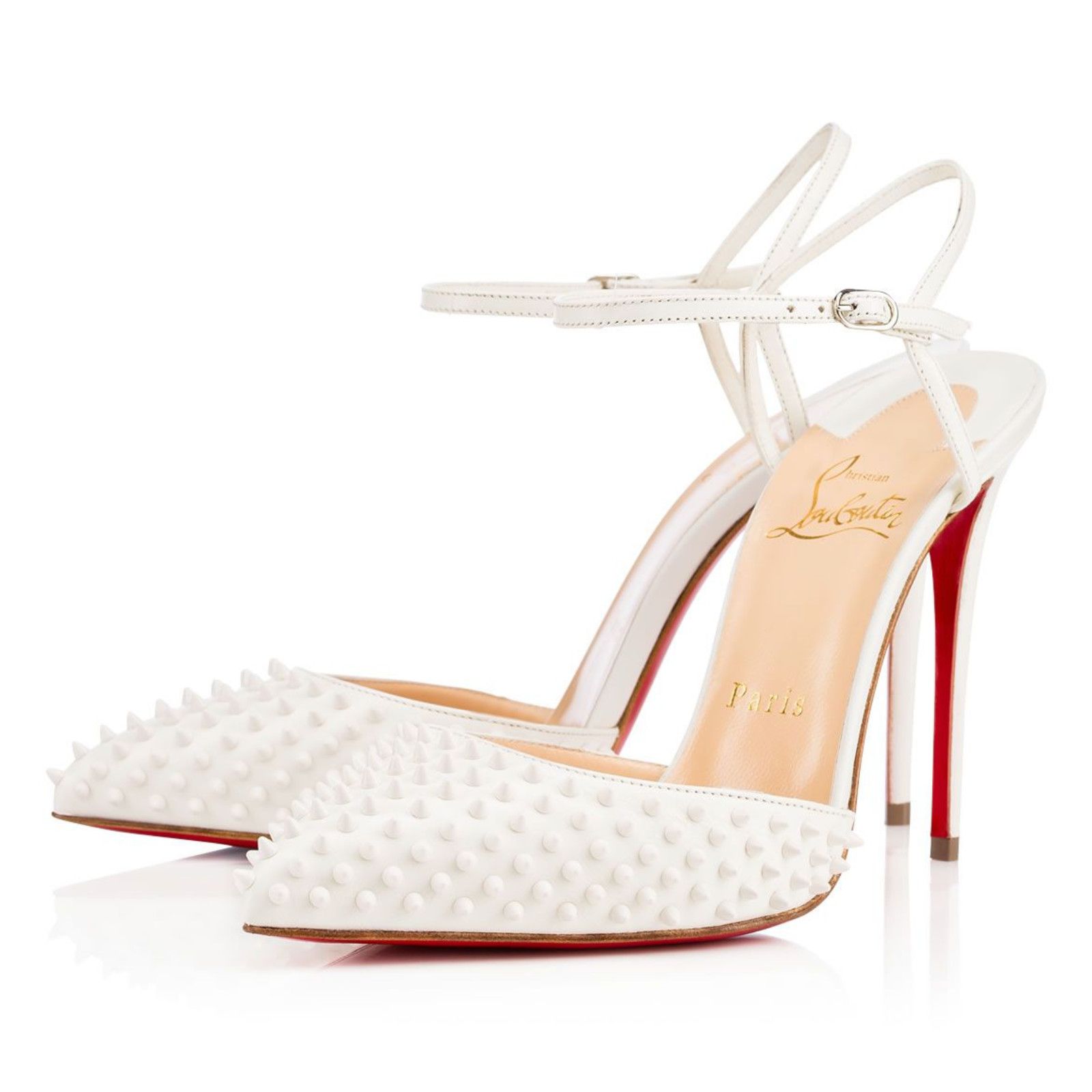 Christian Louboutin Baila Spike 100 Neige White Slingback