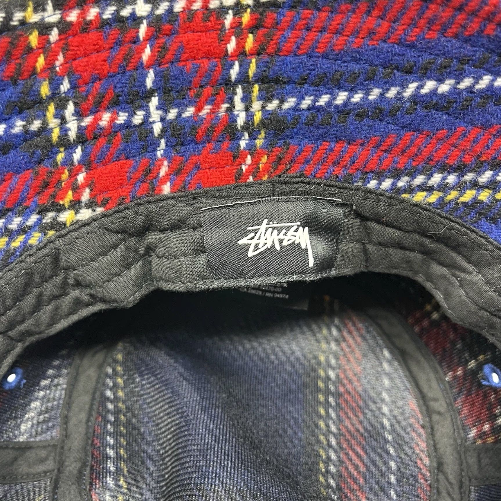 Logo 7 Stussy Big Logo Hat Fishermans Blue Plaid Wool S/M RARE Mens Size ONE SIZE - 4 Thumbnail