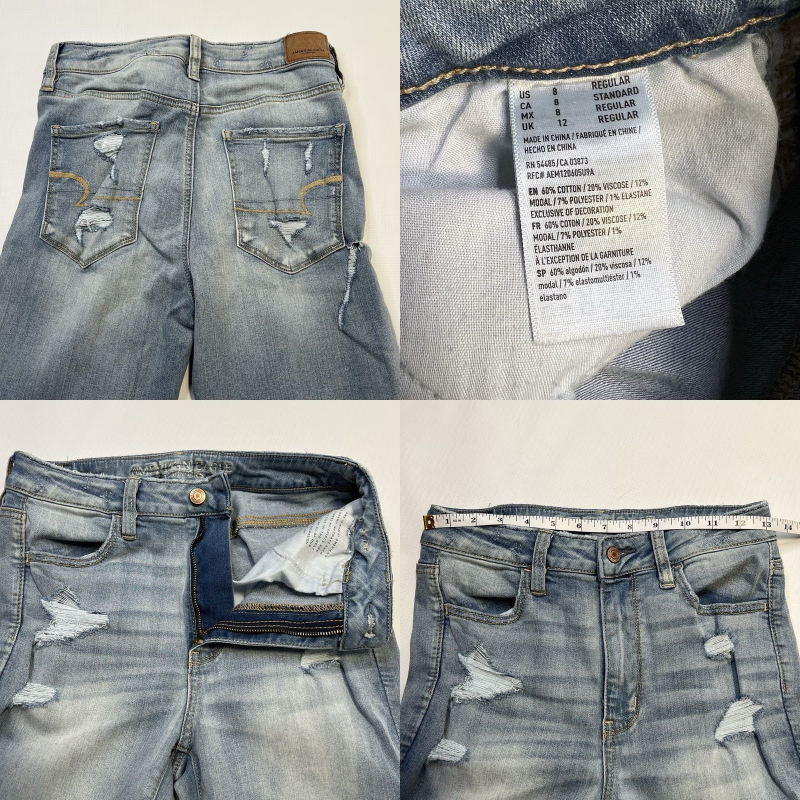 American Eagle Outfitters VINTAGE American Eagle AE Washed Jegging Size 8 Ripped, Super Hi Rise Size 30" / US 8 / IT 44 - 8 Thumbnail