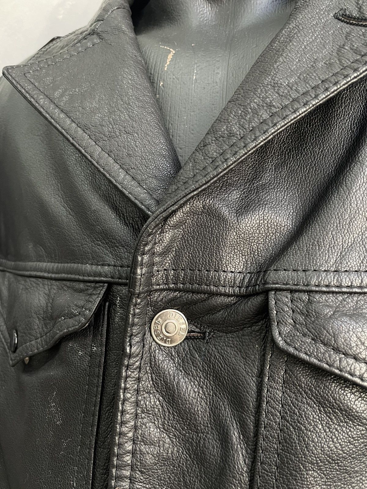 Diesel Vintage POLICE button up japanese leather jacket 90s Size US L / EU 52-54 / 3 - 11 Thumbnail