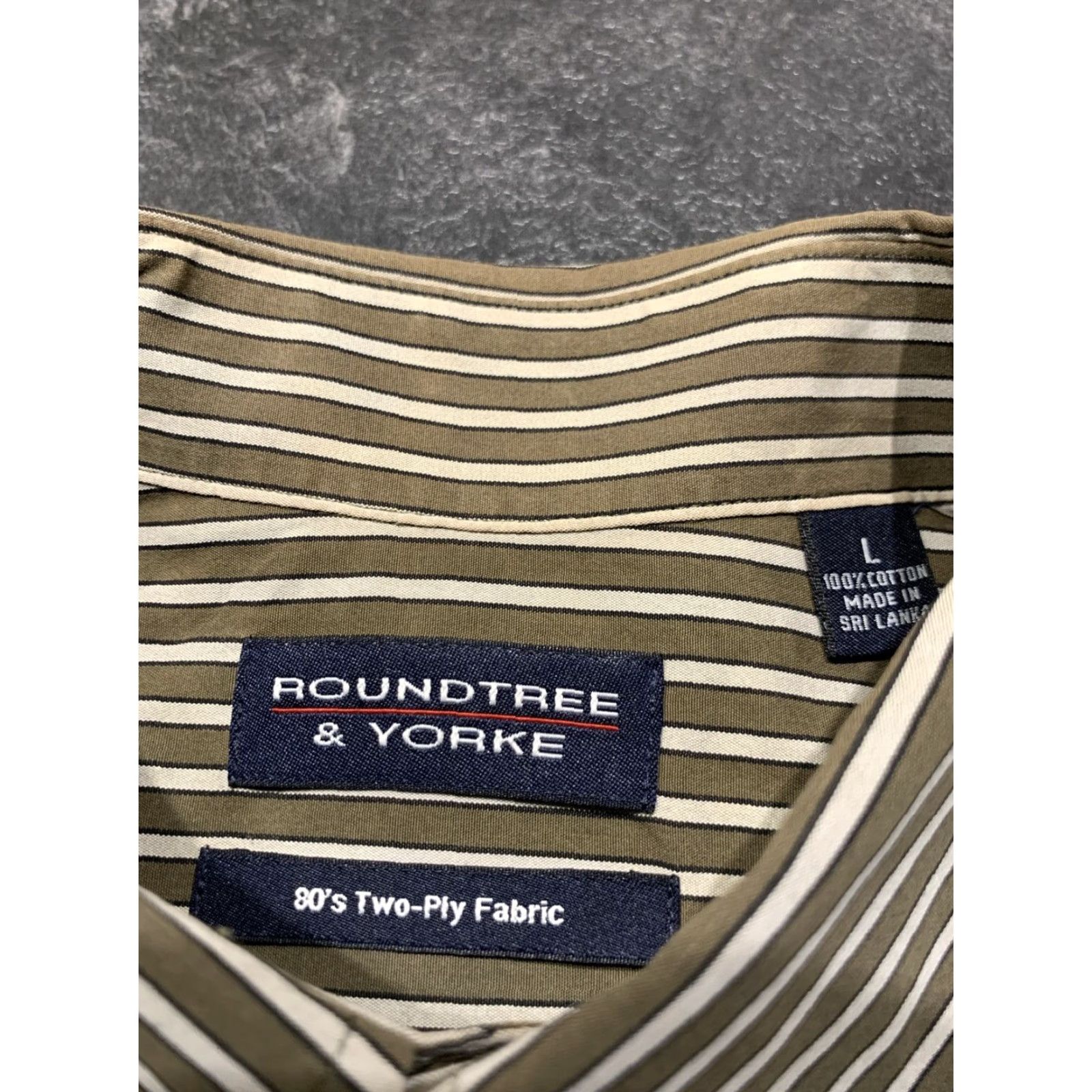 Roundtree & Yorke VINTAGE Roundtree & Yorke Mens Shirt L Brown Striped Pocket Button Up L/S 80s Two Ply Mens Size US L / EU 52-54 / 3 - 6 Thumbnail