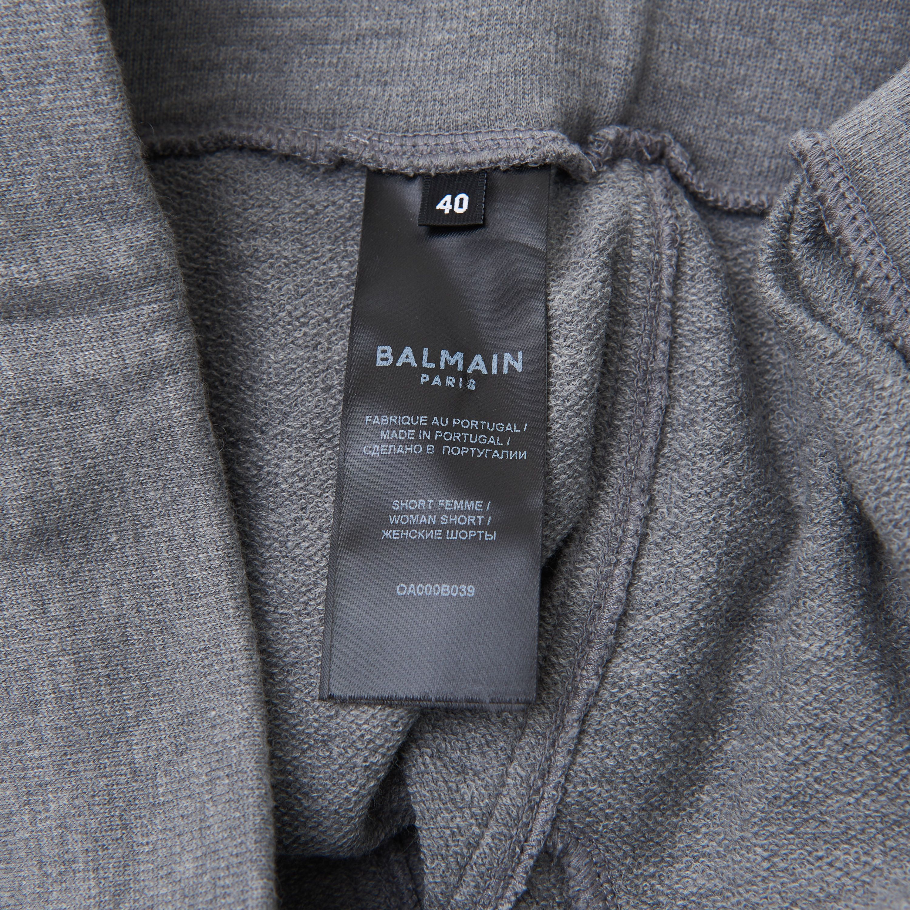 Balmain Heather Gray Cashmere & Cotton Shorts With Monogram Logo Size 32" / US 10 / IT 46 - 10 Thumbnail