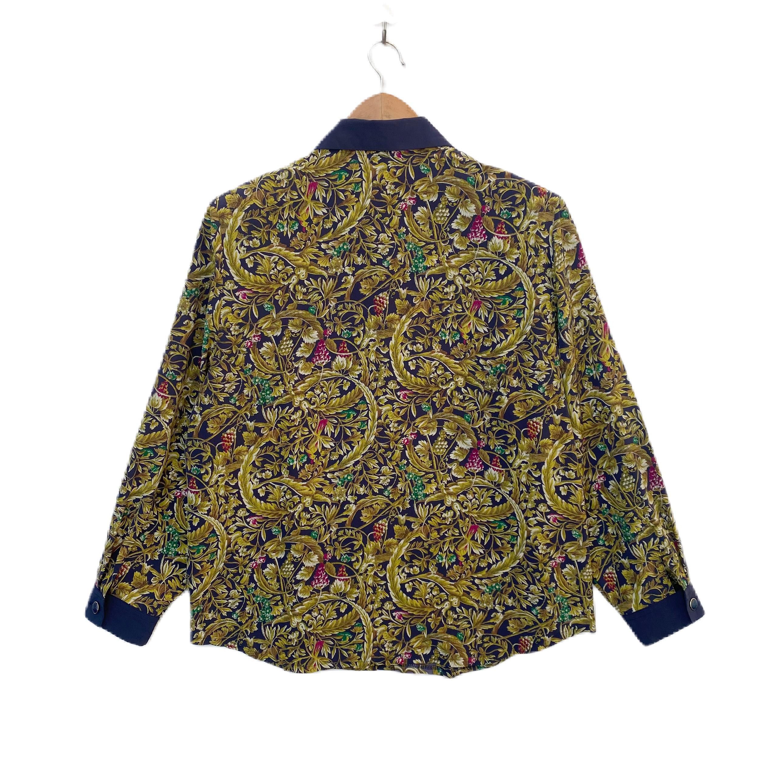 Vintage VINTAGE WOMEN BLOUSE COLLARED EXTRA LARGE FLORAL LEAVES ART Size XL / US 12-14 / IT 48-50 - 2 Thumbnail