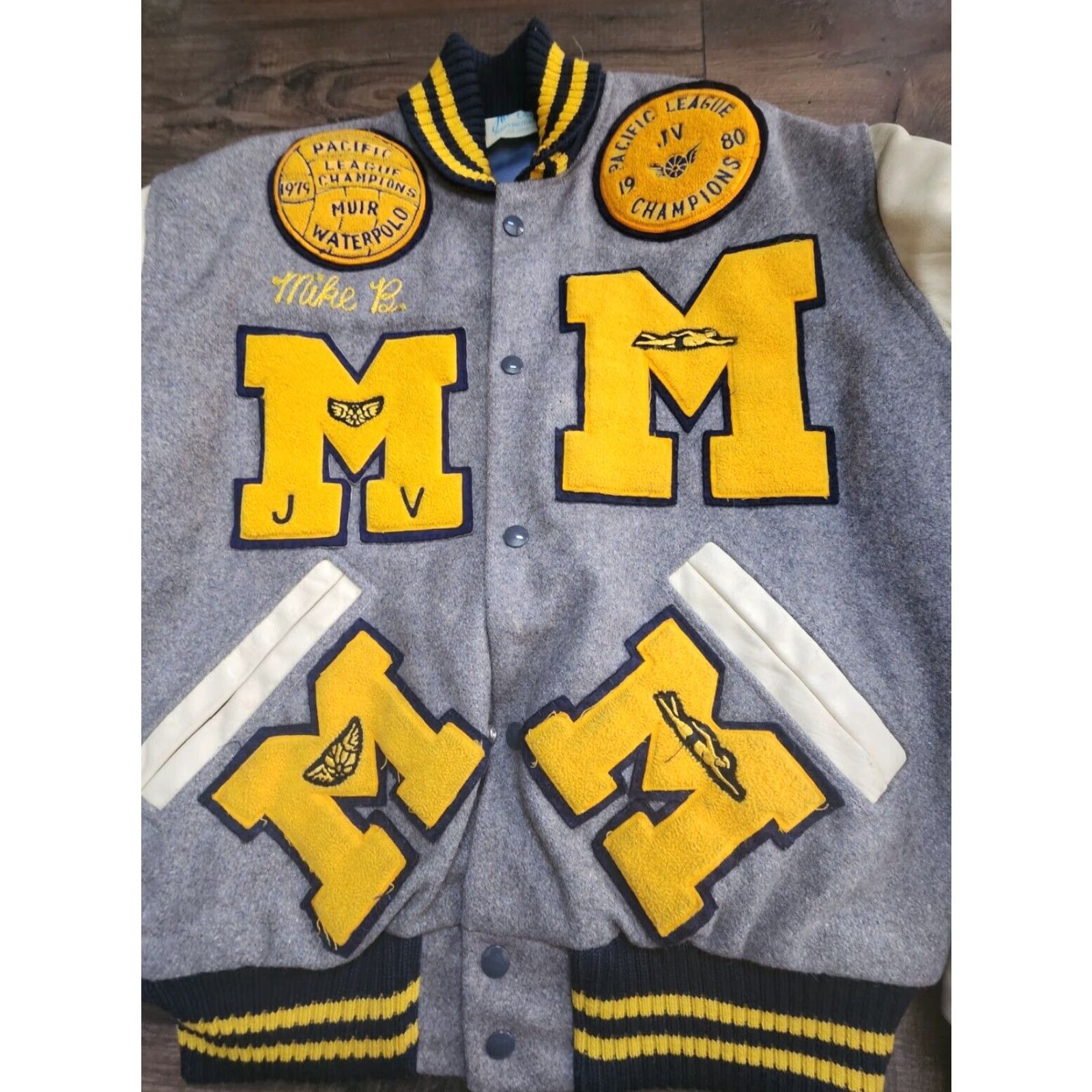 Vintage Vintage Albion John Muir High School Letterman Jacket Wool Gray 80s College Sports Football Varsity Mens Size US M / EU 48-50 / 2 - 2 Thumbnail