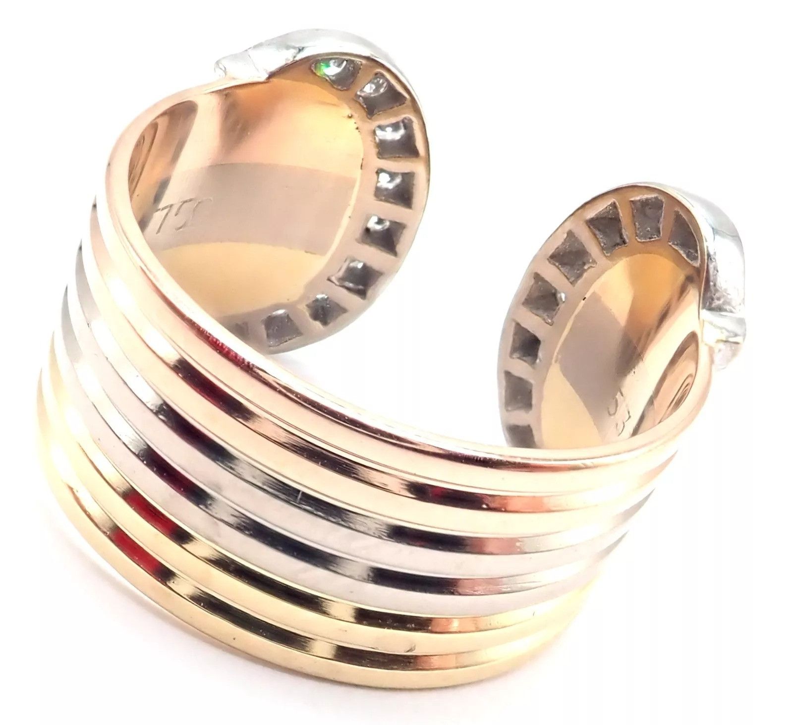 Cartier Cartier Diamond Double C 18k Tri-Color Gold Band Ring Size ONE SIZE - 4 Thumbnail