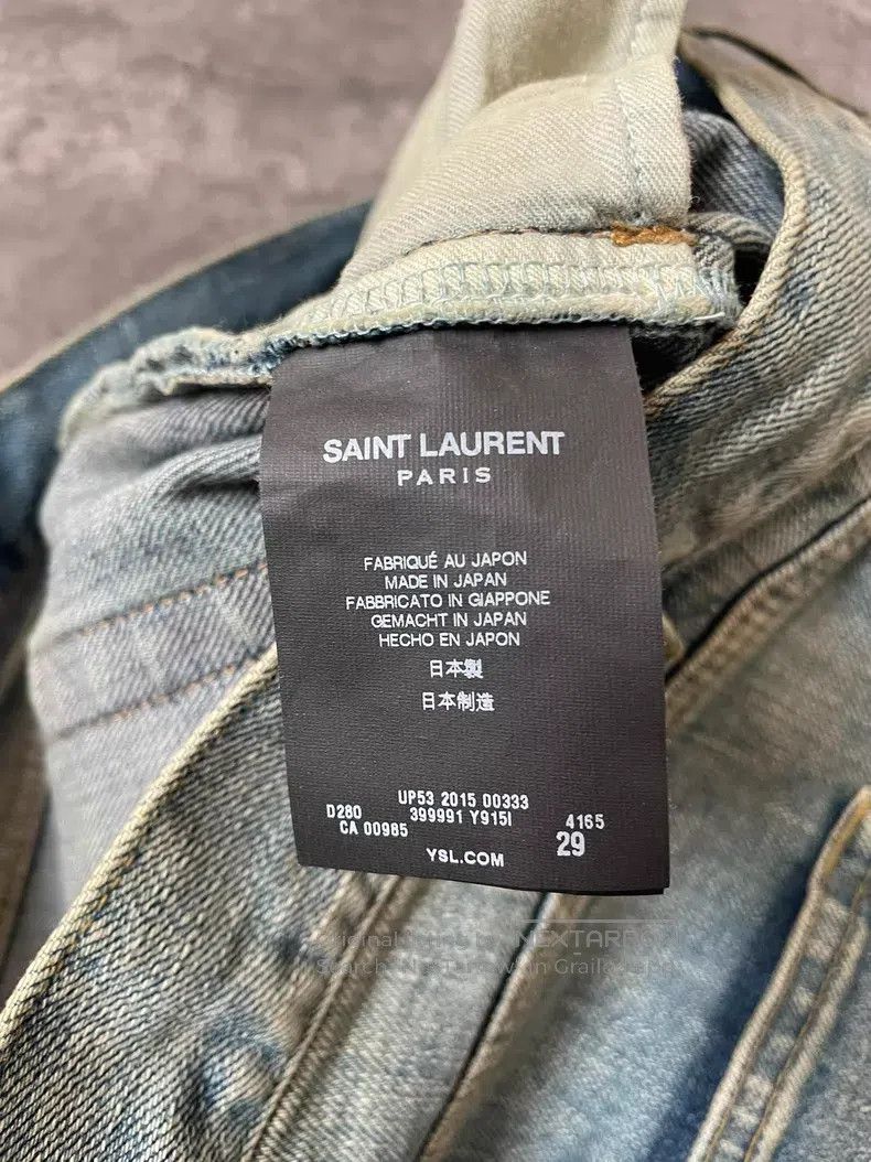 Saint Laurent Paris Light Blue Washed Three-Cut Patched Di